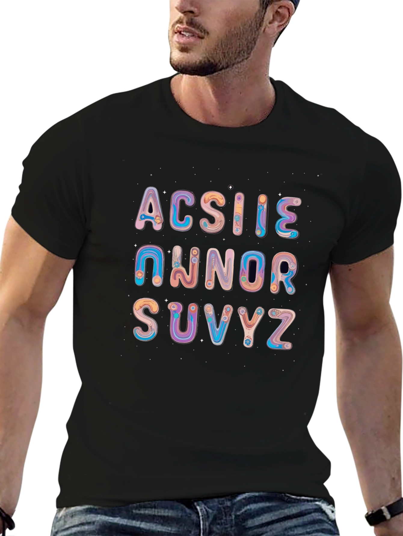Colorful Alphabet Graphic T-Shirt