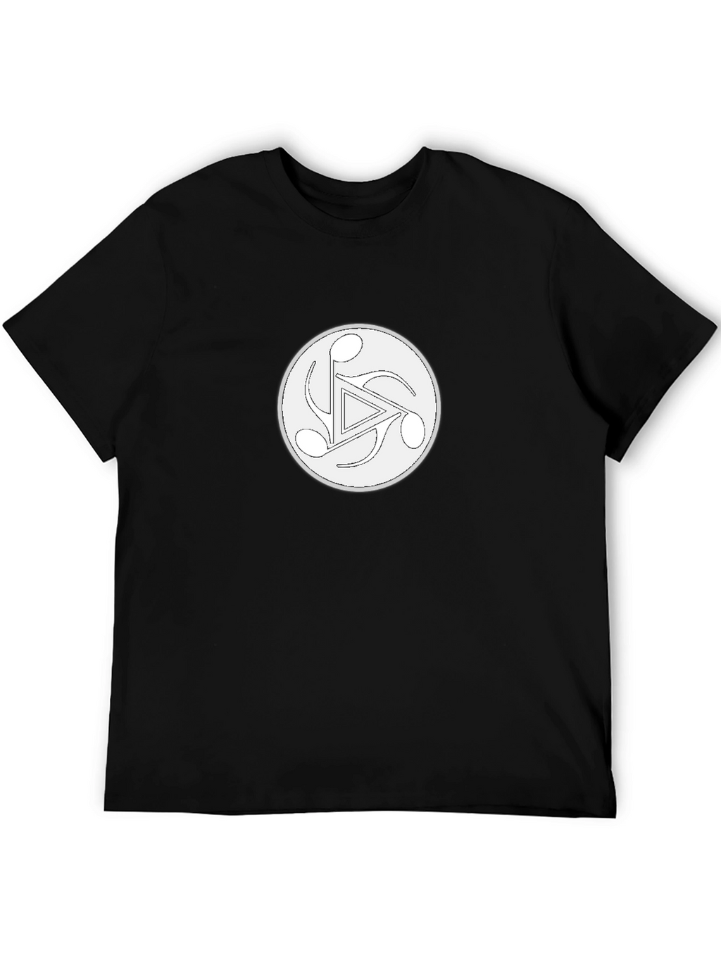 Black Tee with Music Trefoil Design