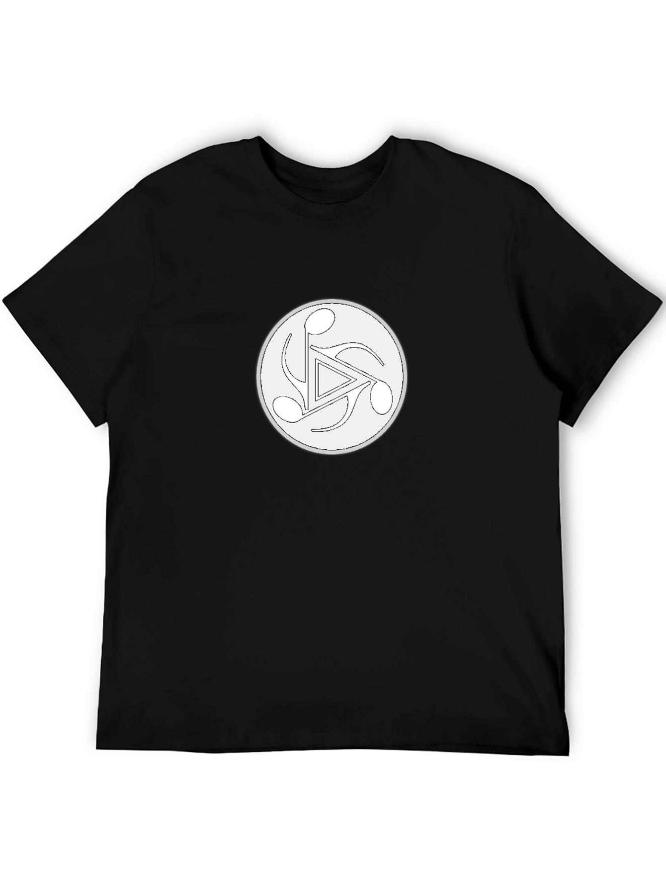 Black Tee with Music Trefoil Design