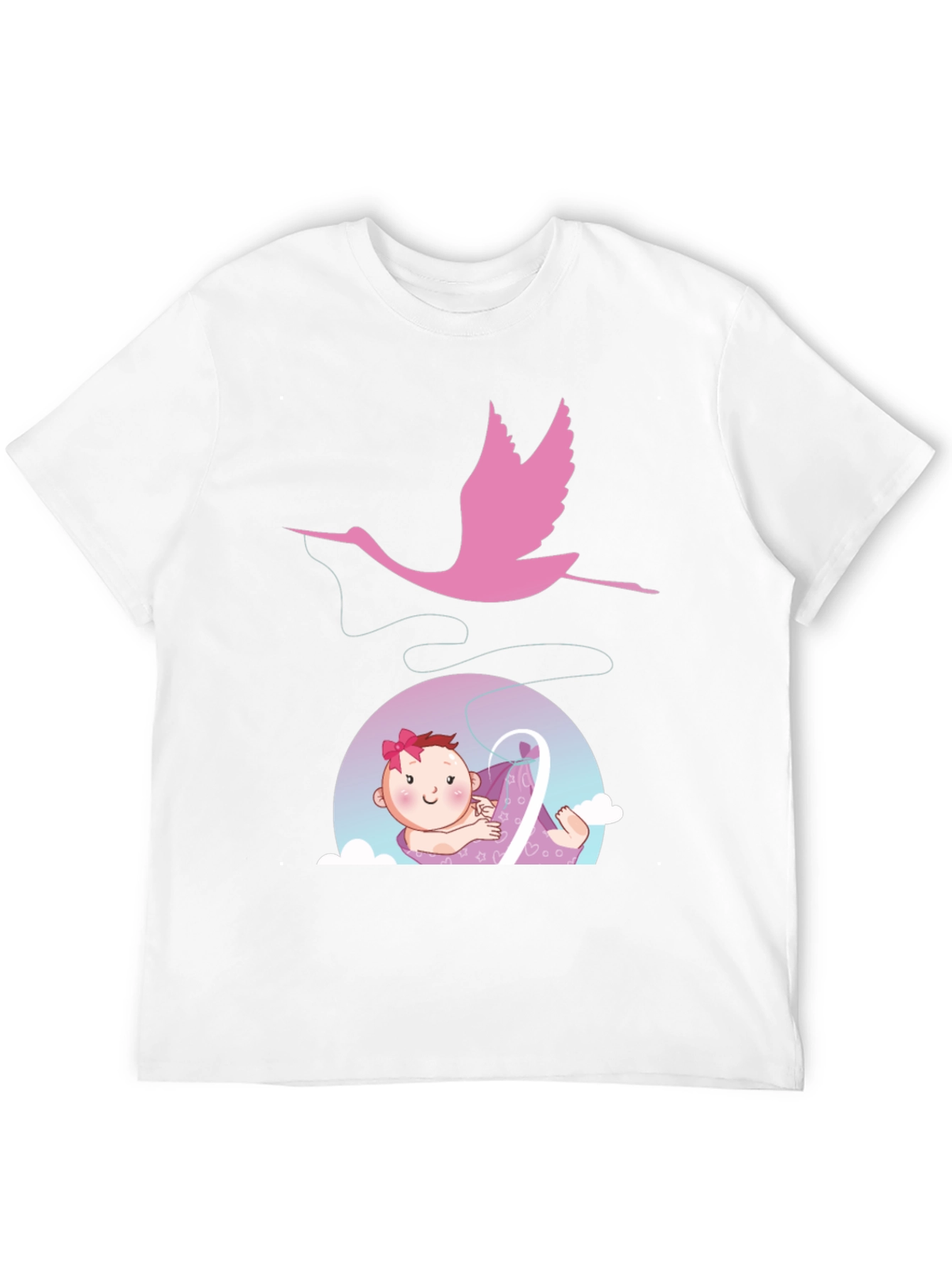 Cute Stork Delivering Baby T-Shirt - Black
