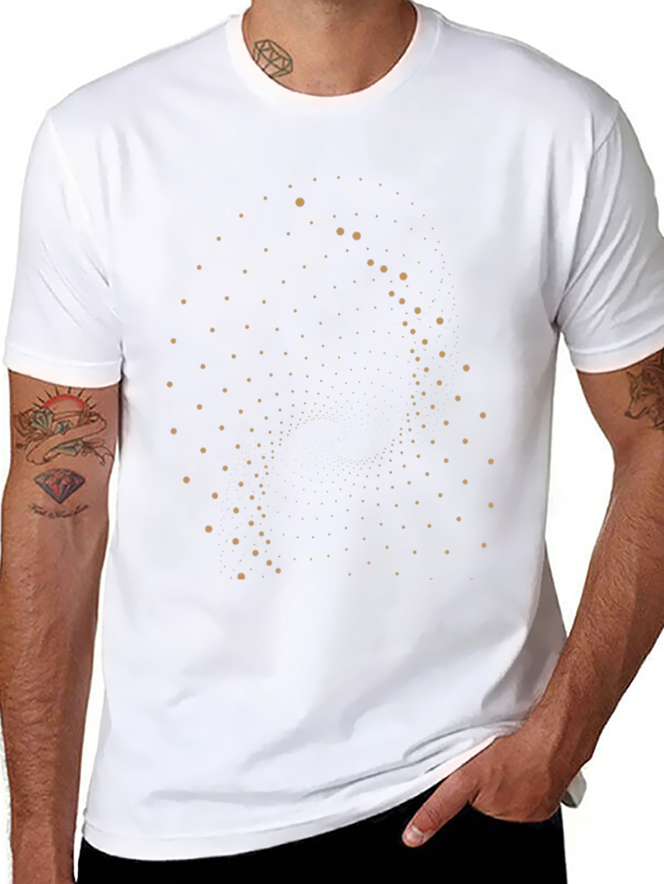 Geometric Dot Pattern Black Tee