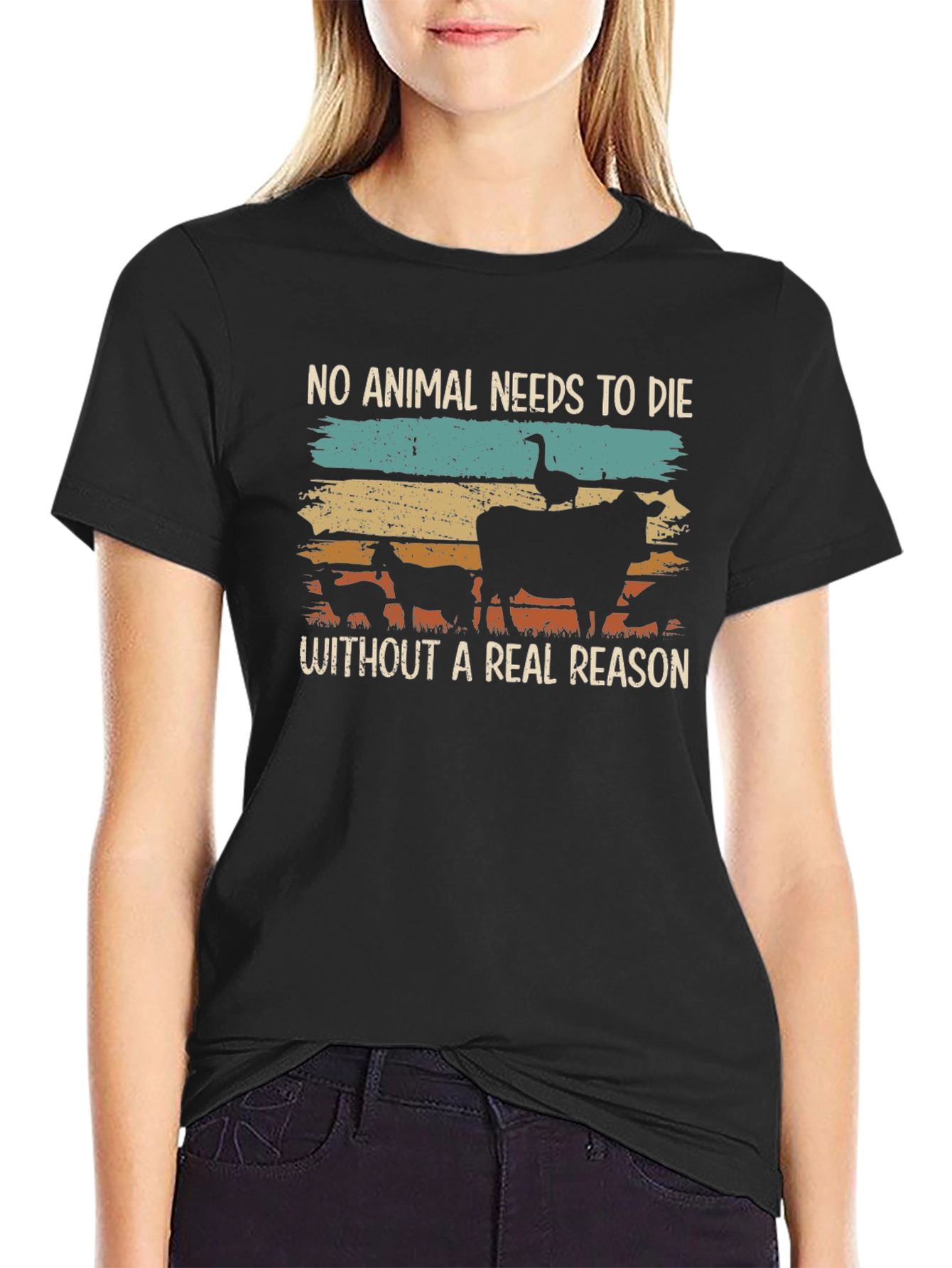 Vegan Animal Rights Tee - No Animal Needs To Die