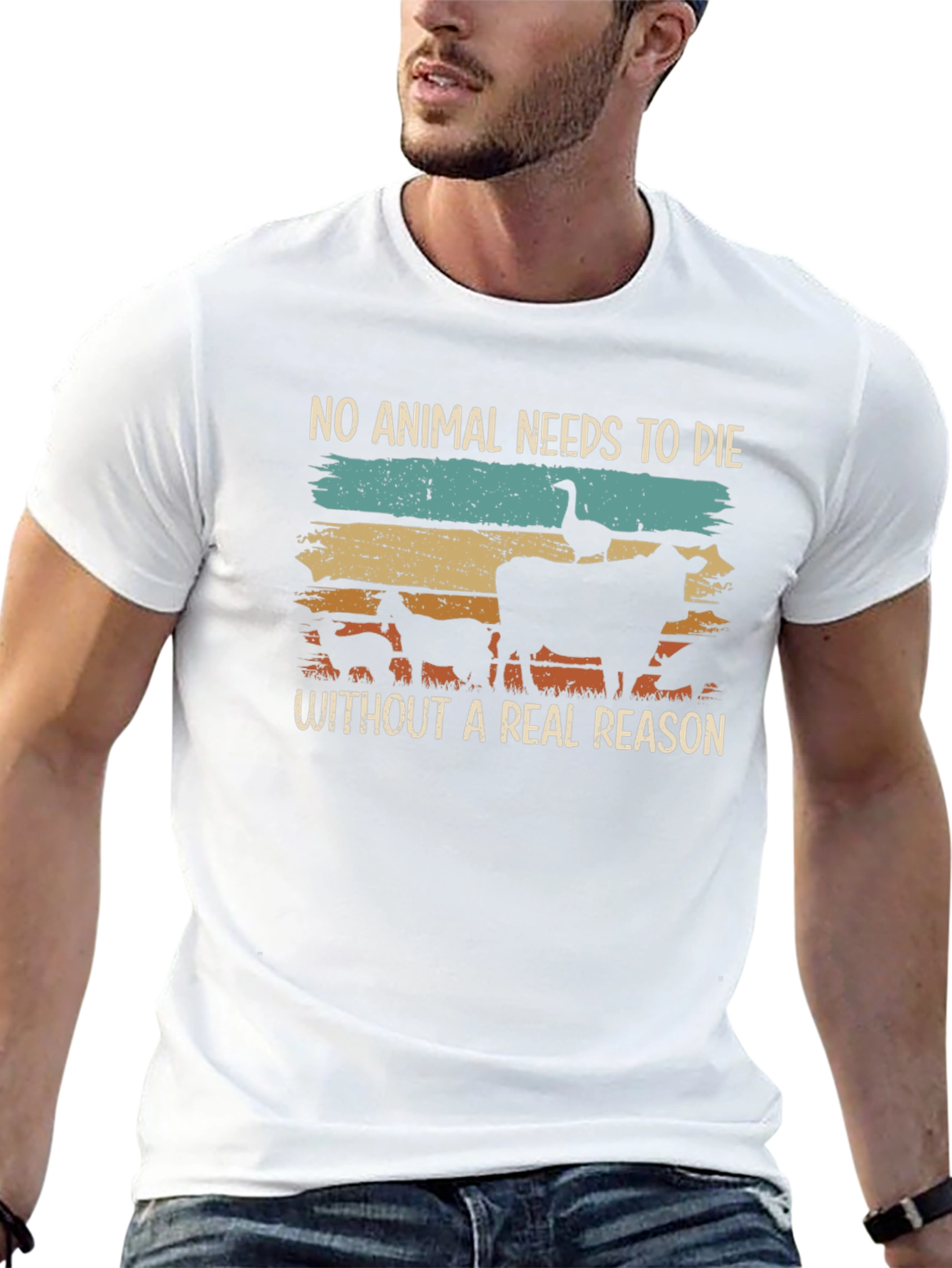 Vegan Animal Rights Tee - No Animal Needs To Die