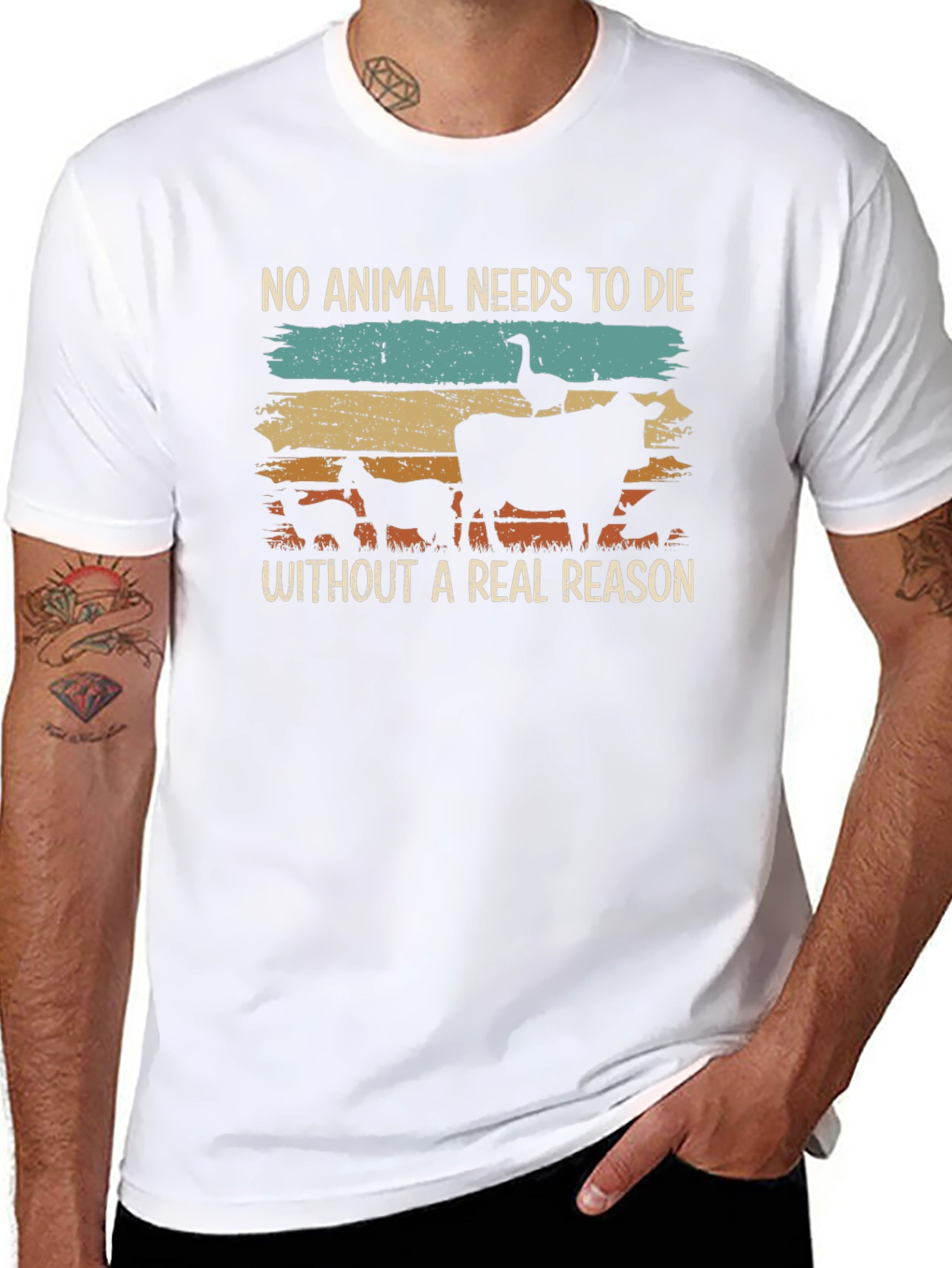 Vegan Animal Rights Tee - No Animal Needs To Die