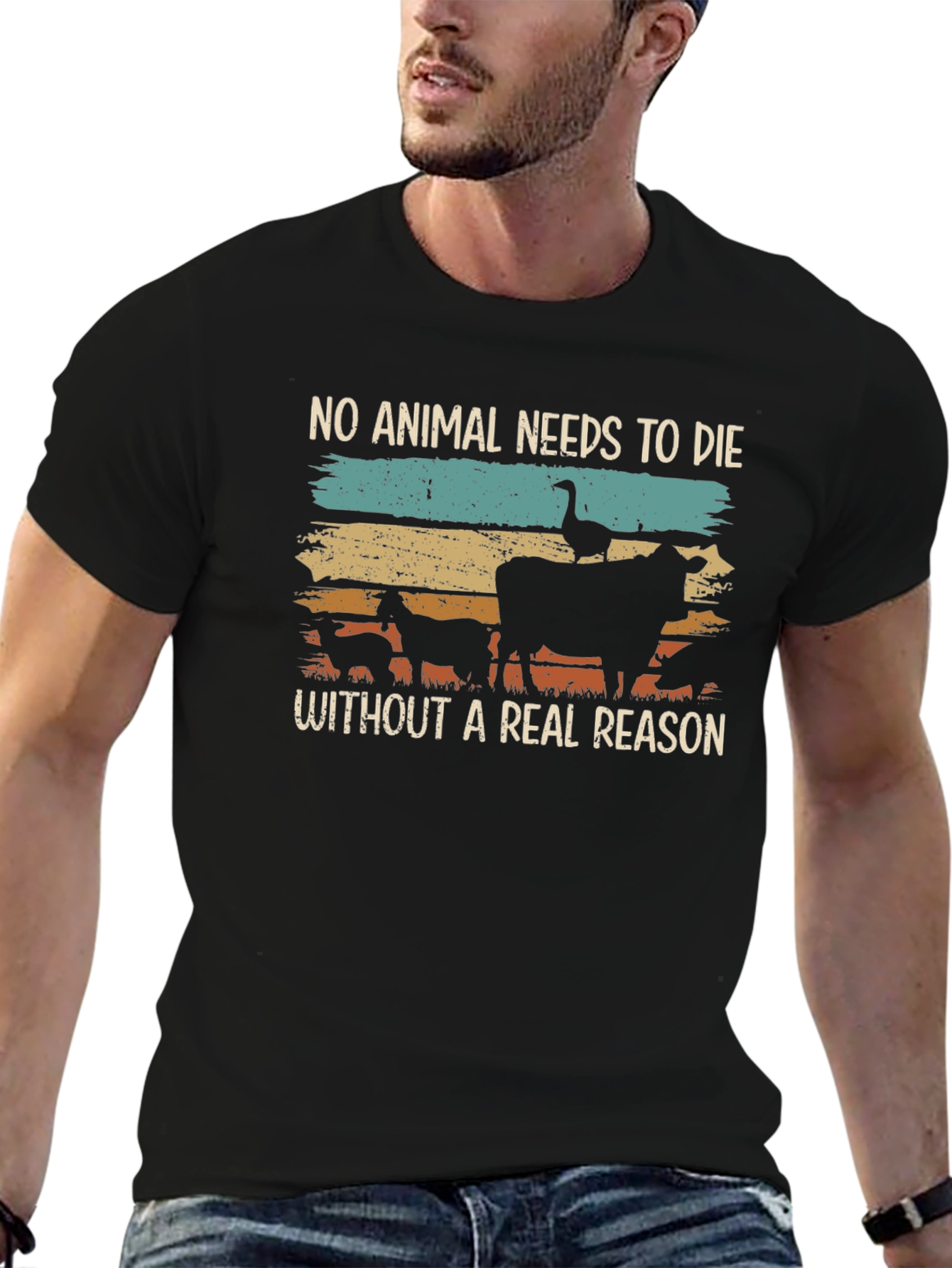 Vegan Animal Rights Tee - No Animal Needs To Die