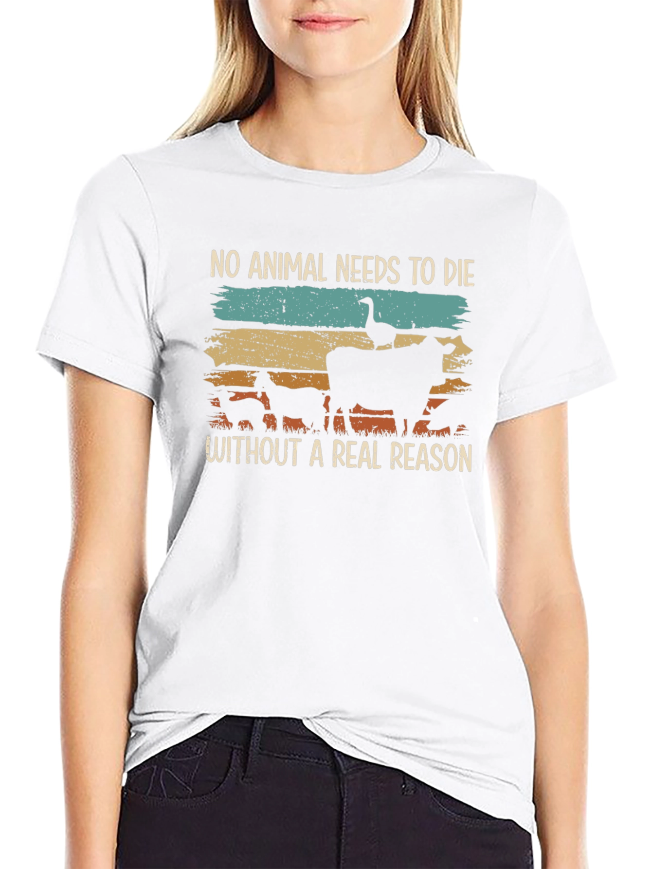 Vegan Animal Rights Tee - No Animal Needs To Die