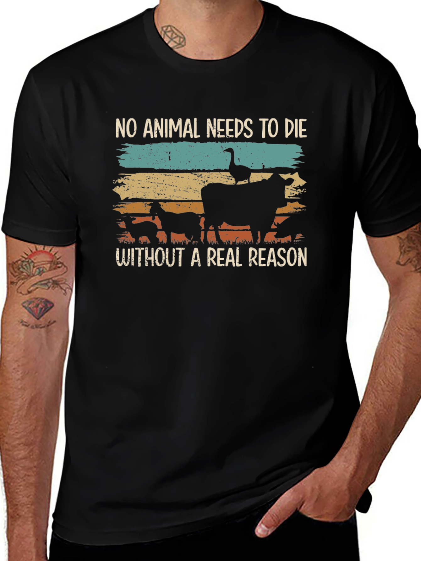 Vegan Animal Rights Tee - No Animal Needs To Die