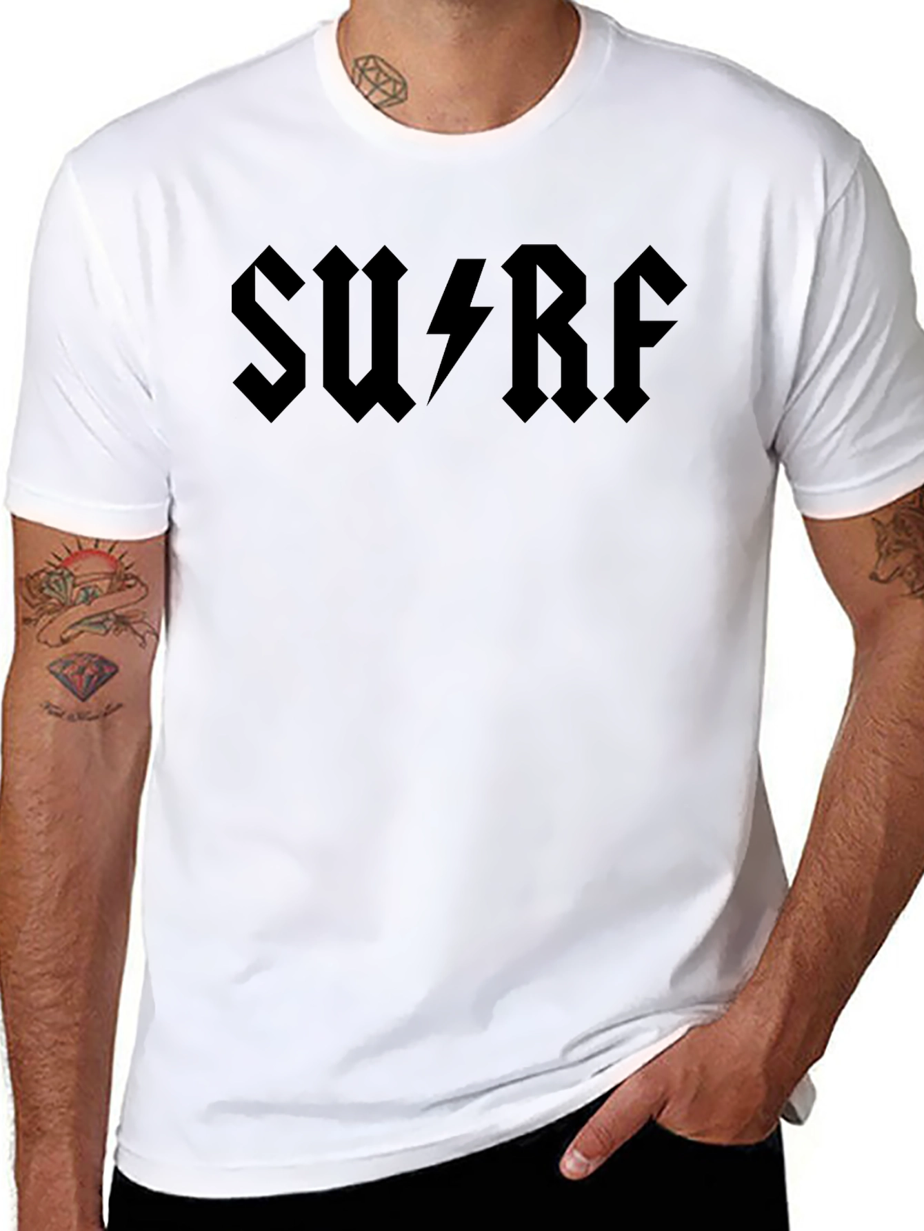 Black Surf AC/DC Style Graphic Tee