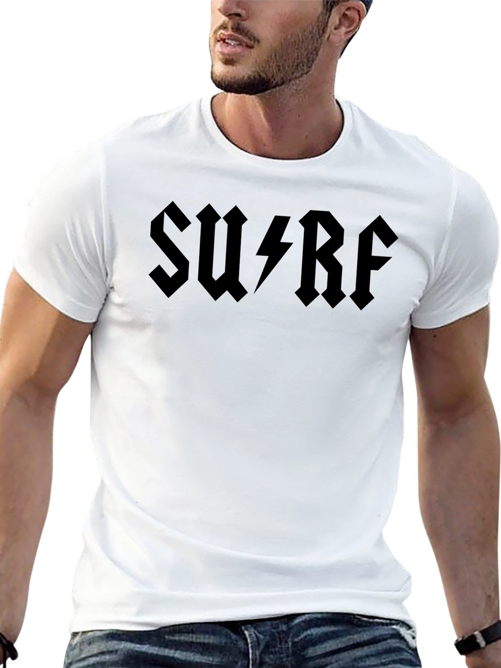Black Surf AC/DC Style Graphic Tee