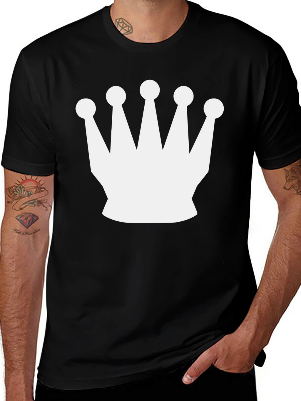 Crown Graphic Tee - Black Casual T-Shirt