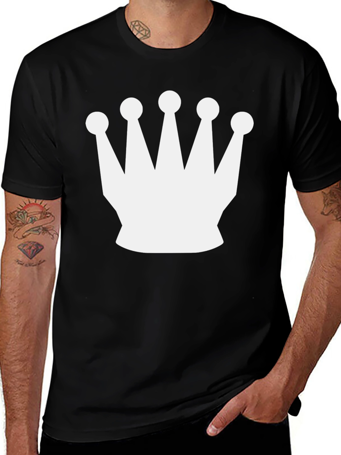 Crown Graphic Tee - Black Casual T-Shirt