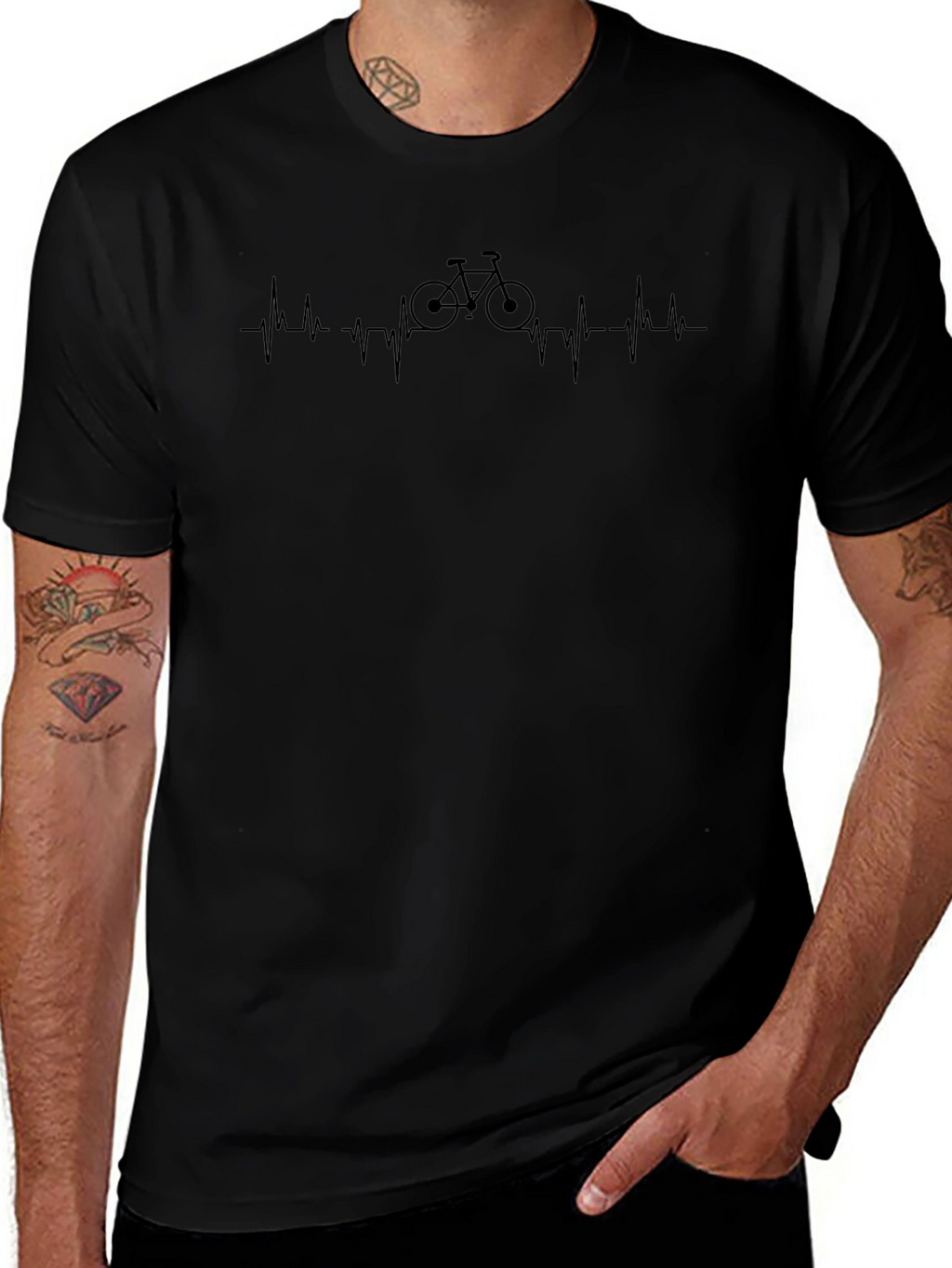 Heartbeat Bicycle Black T-Shirt