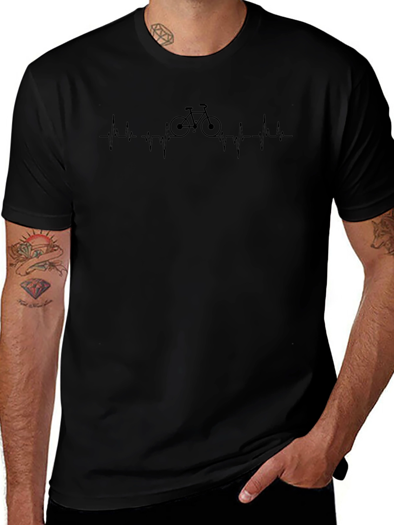 Heartbeat Bicycle Black T-Shirt