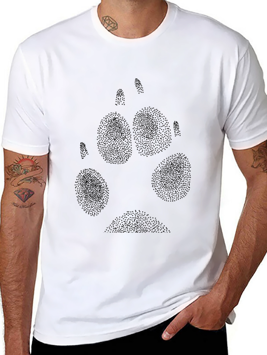 Black Wolf Paw Print T-Shirt