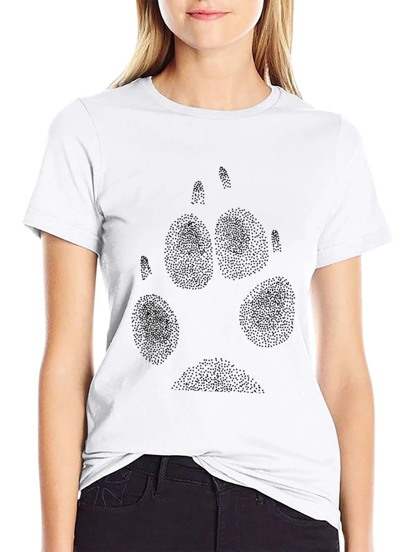 Black Wolf Paw Print T-Shirt