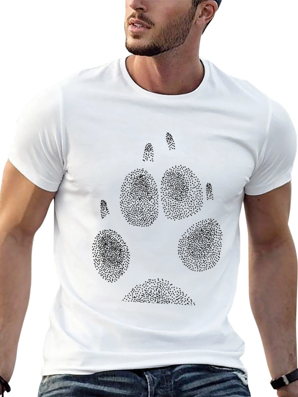 Black Wolf Paw Print T-Shirt