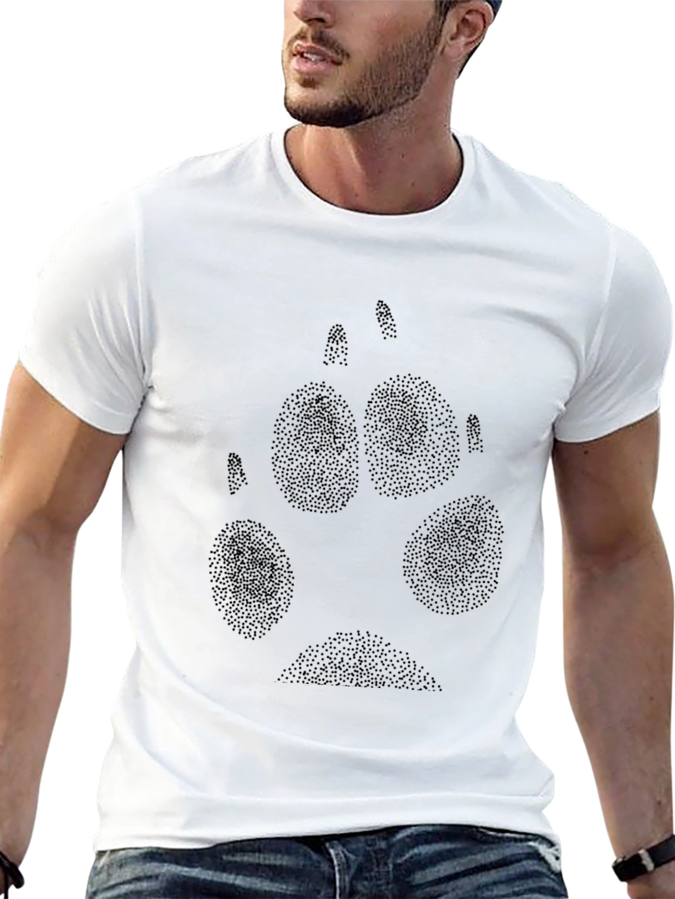 Black Wolf Paw Print T-Shirt