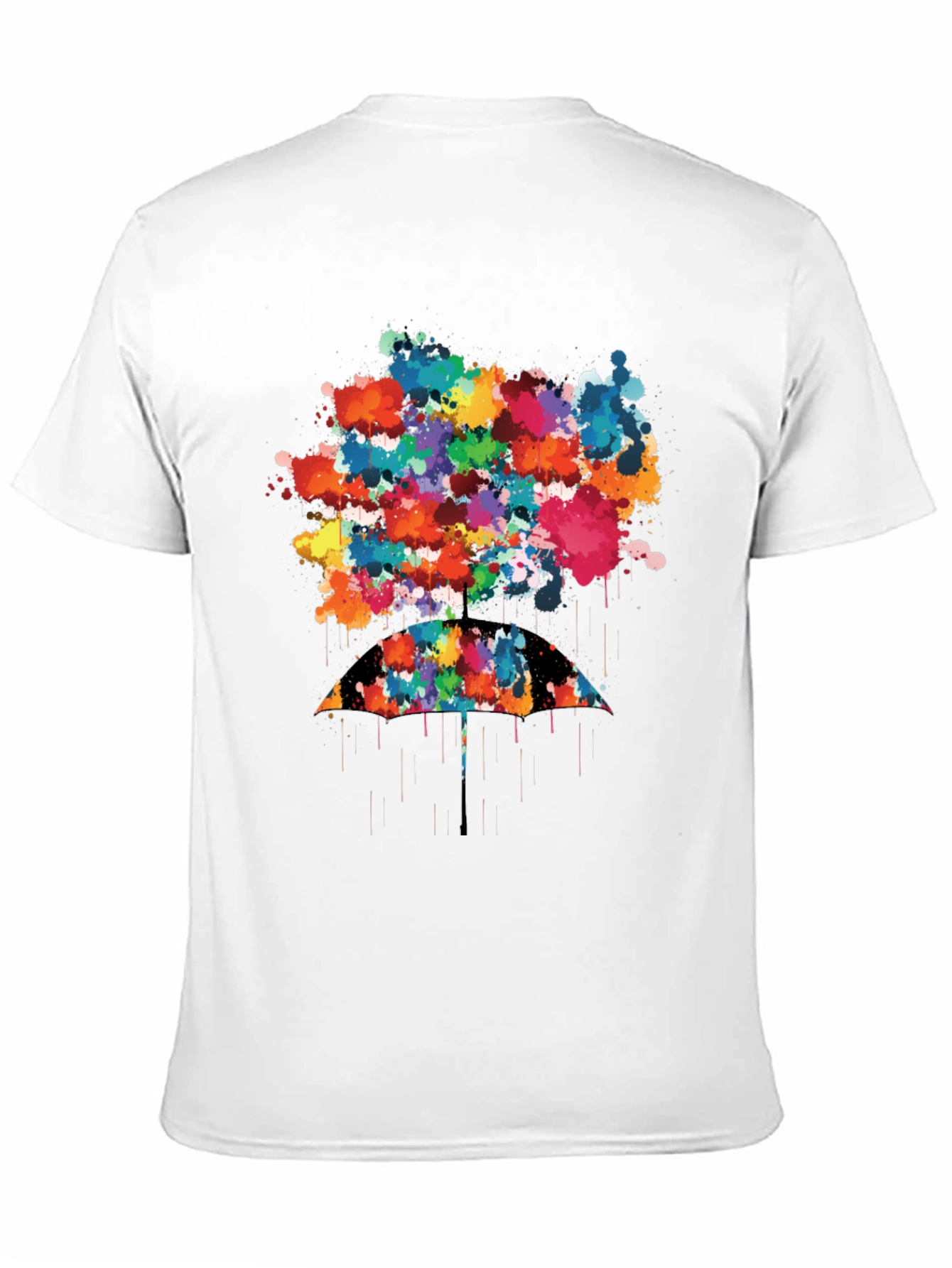 Colorful Umbrella Splatter Print T-Shirt