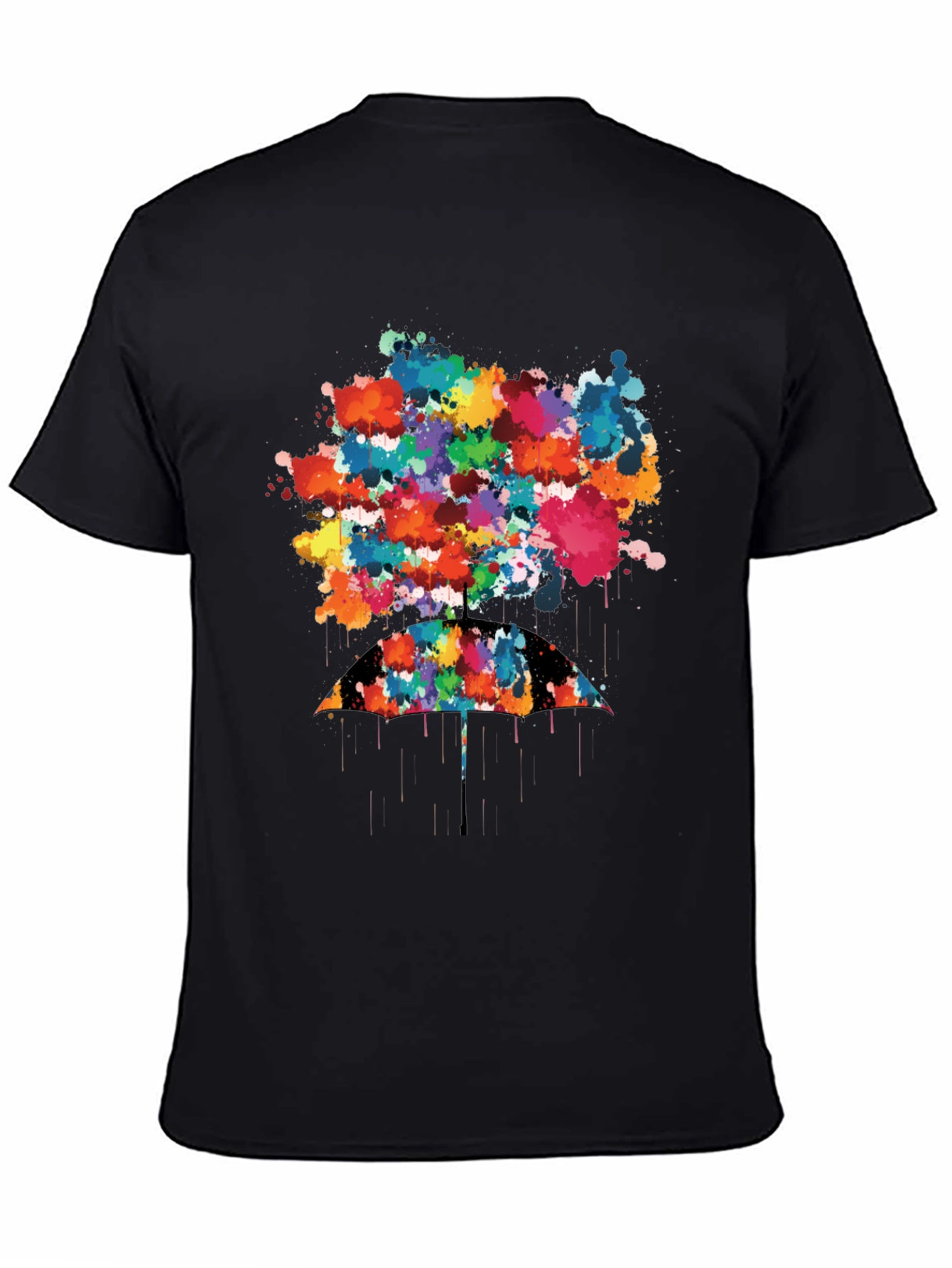 Colorful Umbrella Splatter Print T-Shirt