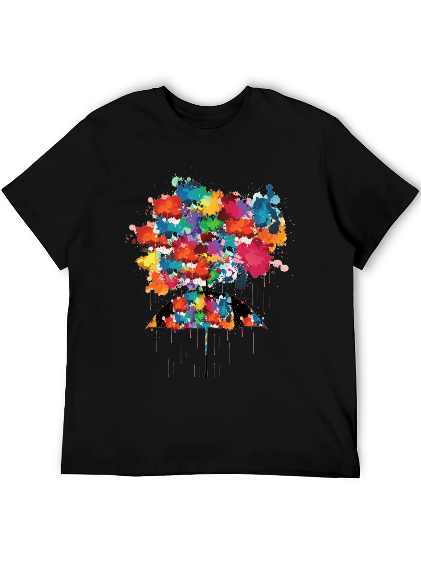 Colorful Umbrella Splatter Print T-Shirt