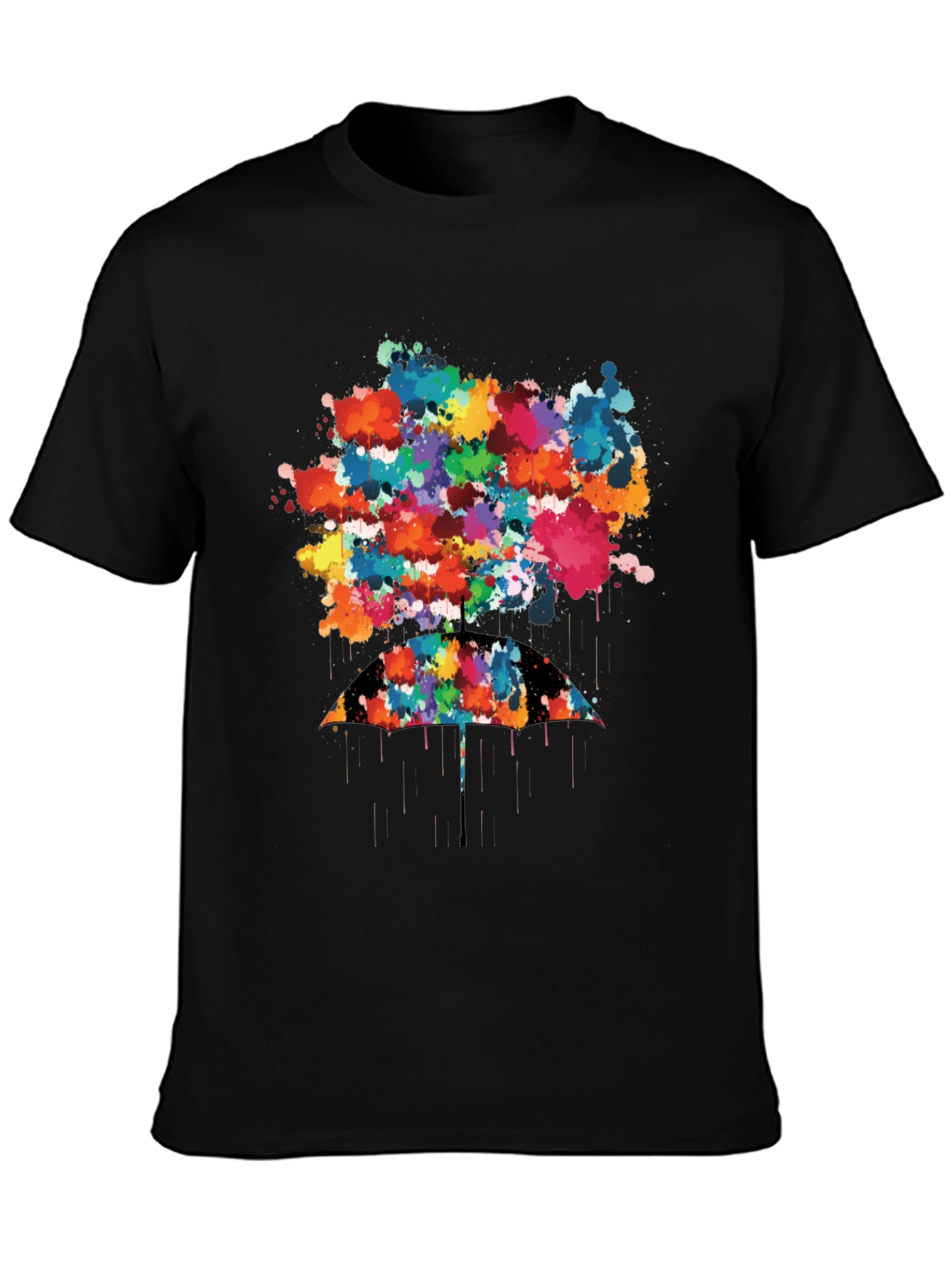 Colorful Umbrella Splatter Print T-Shirt