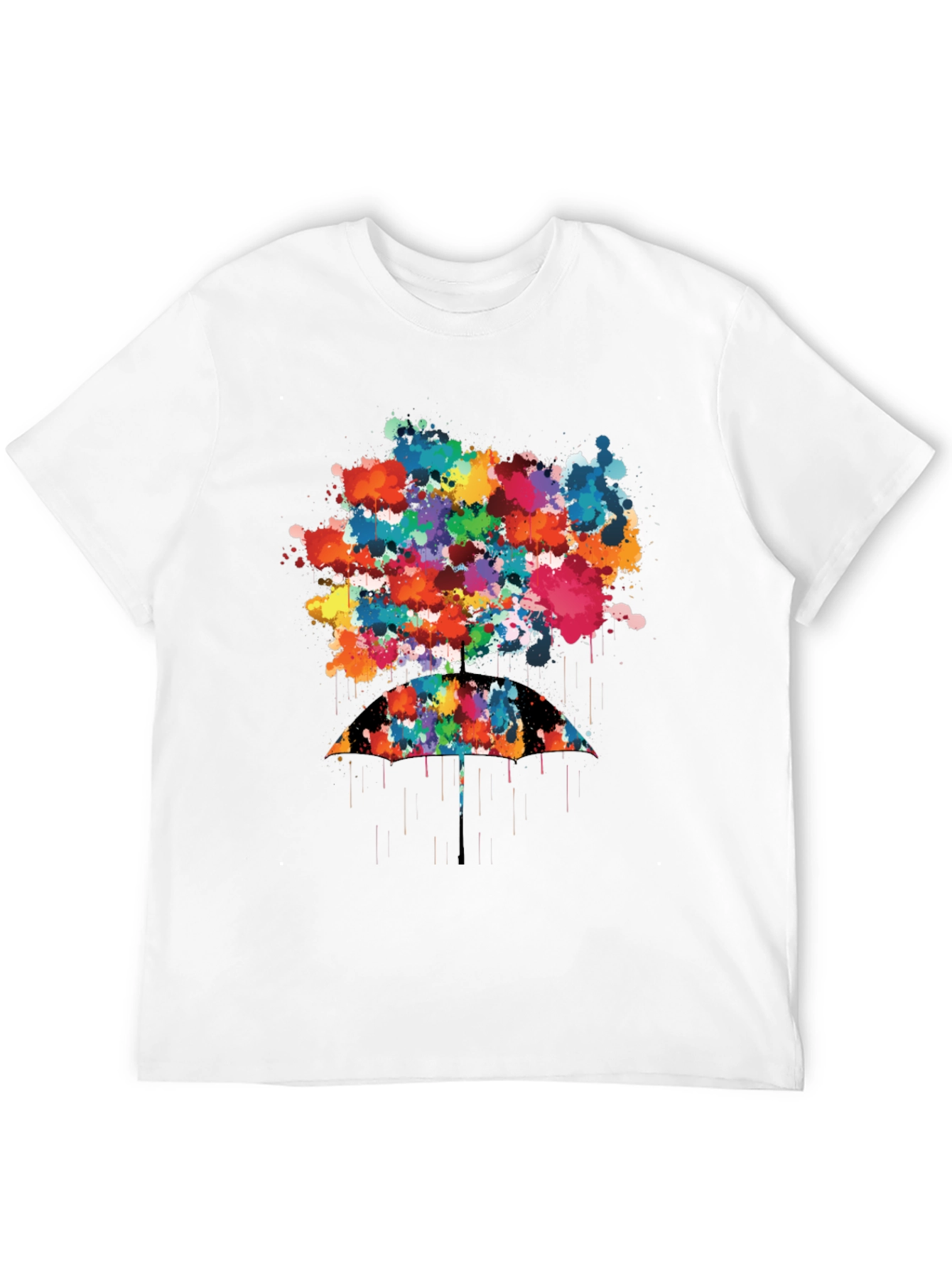 Colorful Umbrella Splatter Print T-Shirt