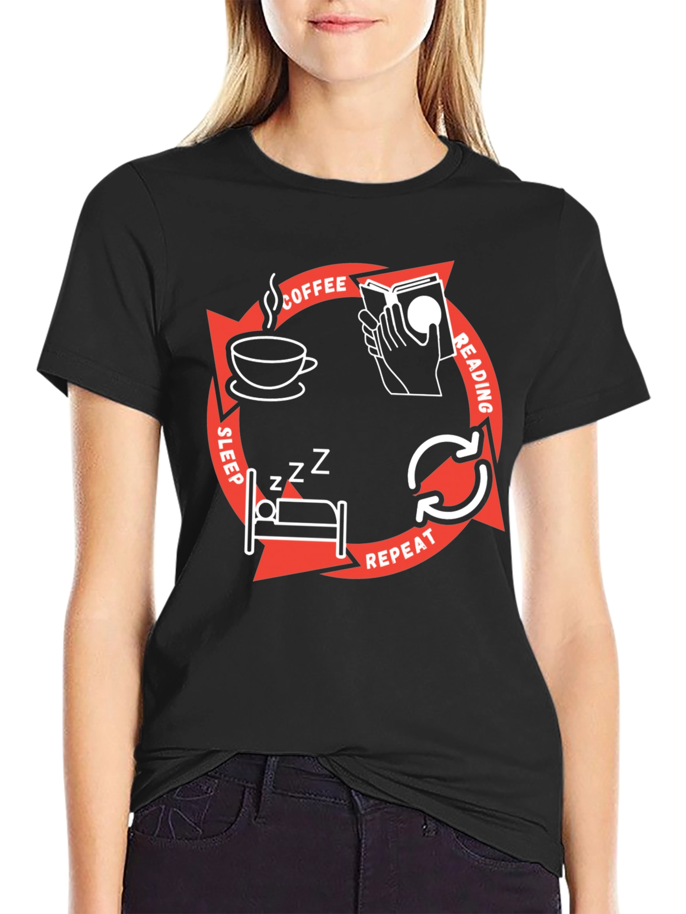 Coffee Reading Sleep Repeat T-Shirt