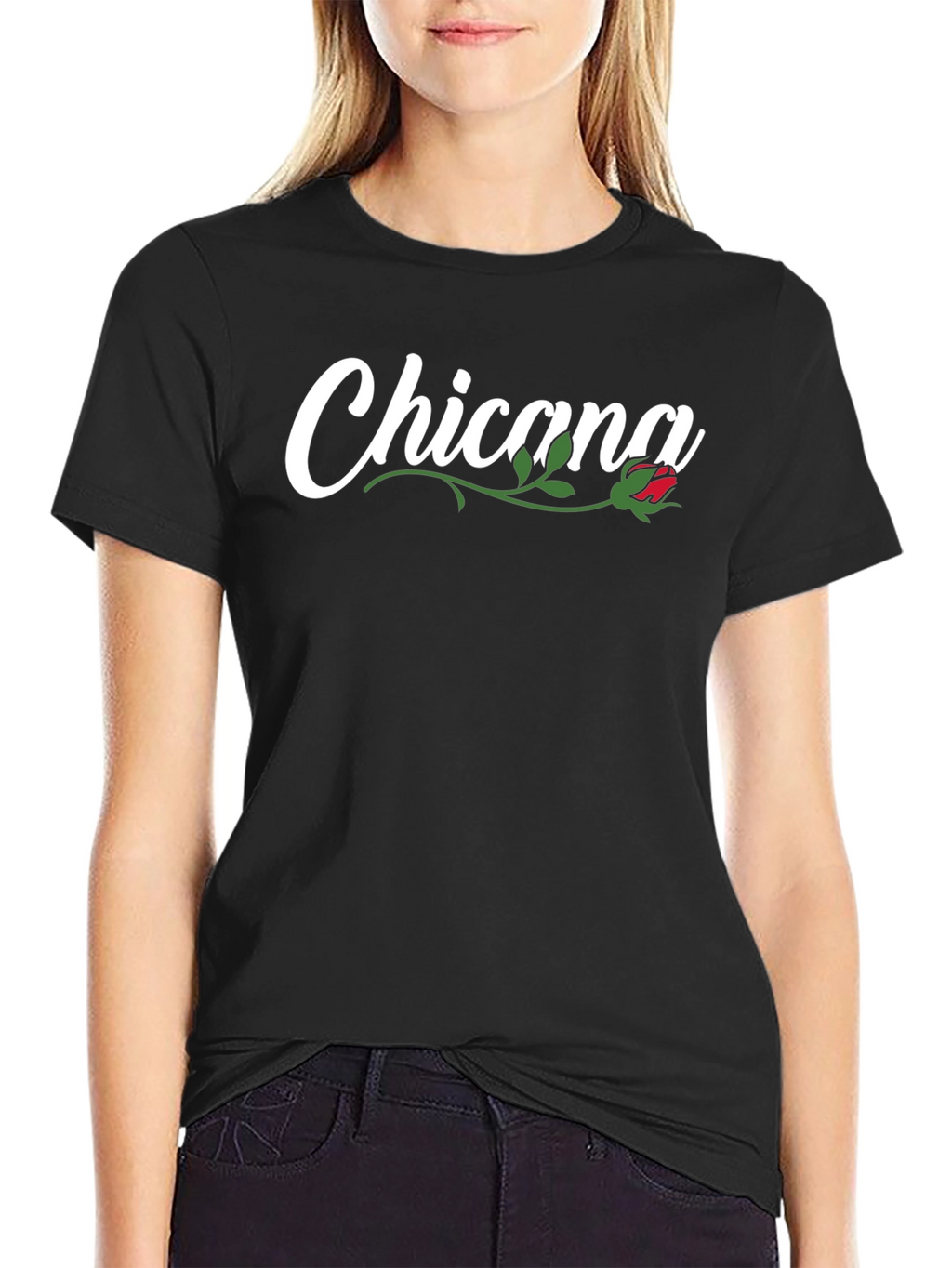 Chicana Rose Graphic Black T-Shirt