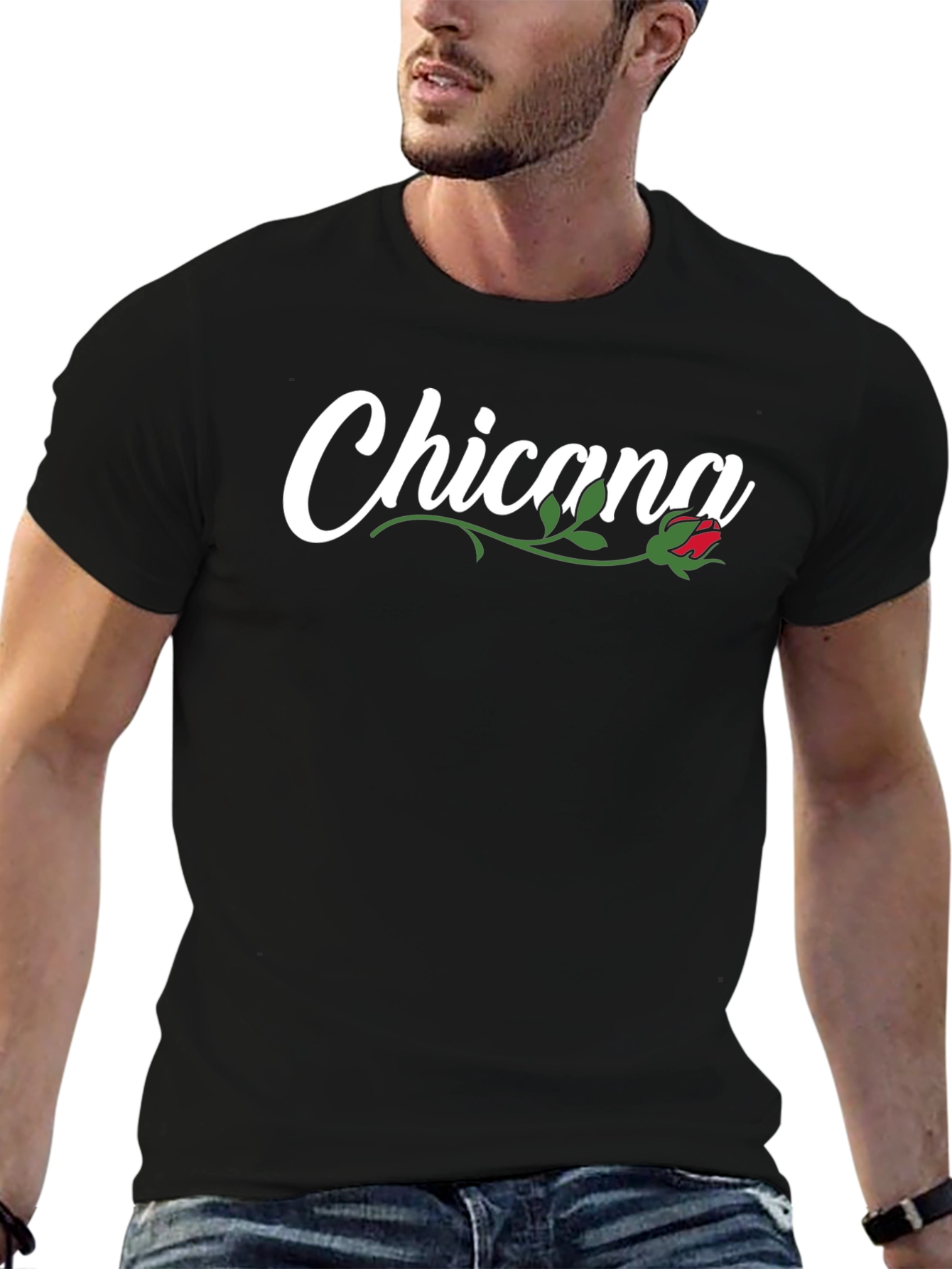 Chicana Rose Graphic Black T-Shirt