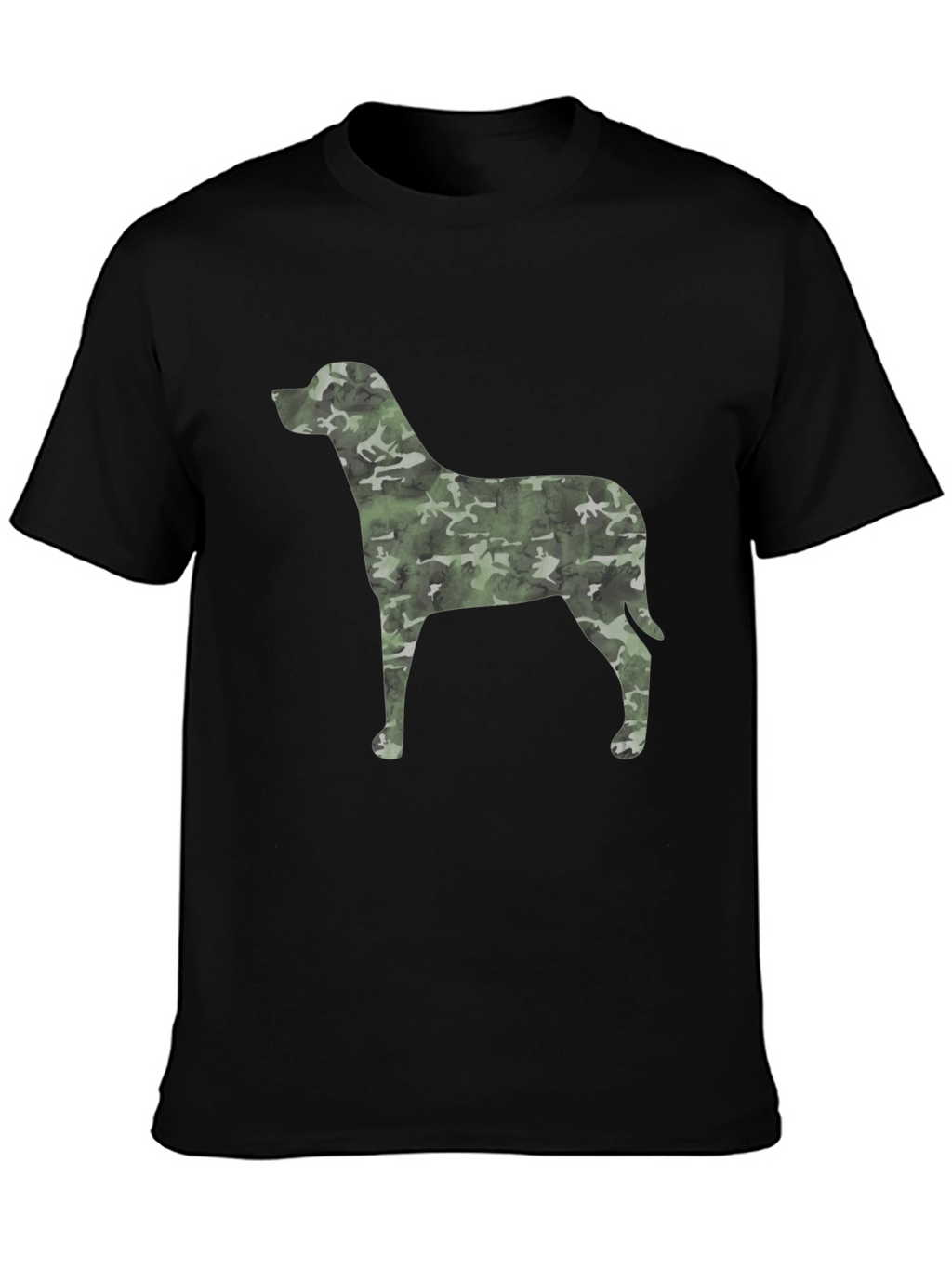 Camo Dog Graphic Black T-Shirt