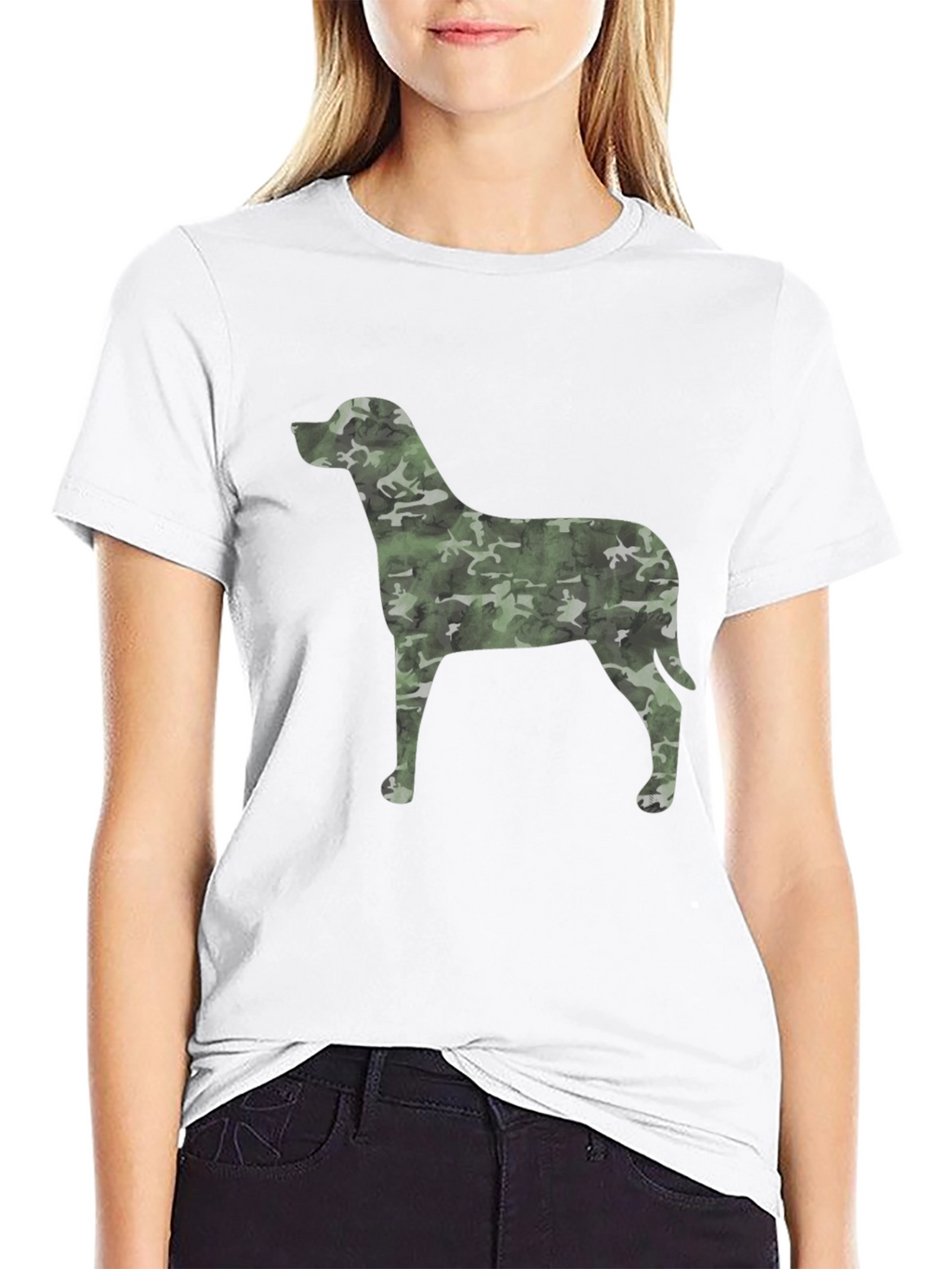 Camo Dog Graphic Black T-Shirt