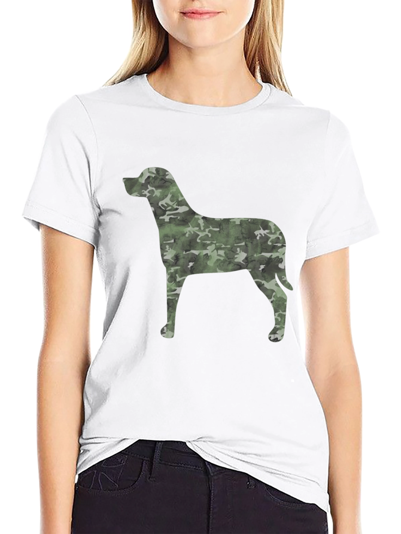 Camo Dog Graphic Black T-Shirt