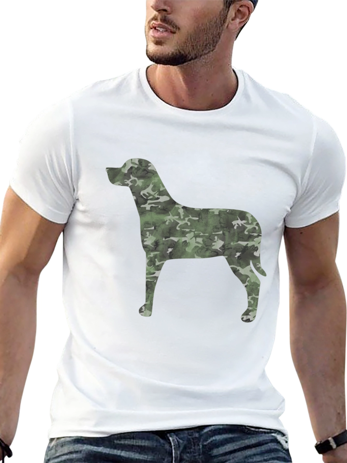 Camo Dog Graphic Black T-Shirt