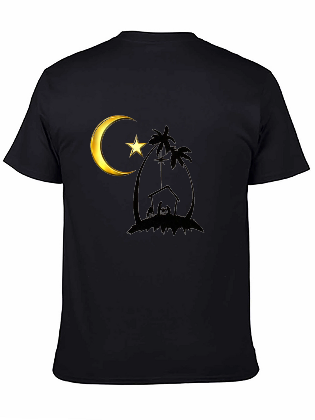 Crescent Moon Nativity Black T-Shirt