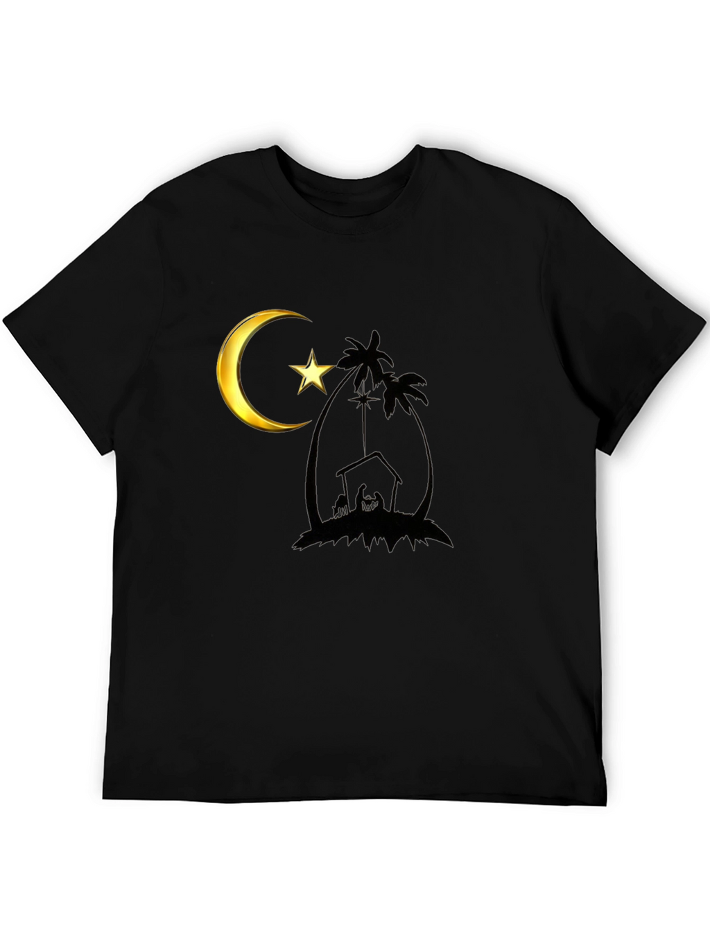 Crescent Moon Nativity Black T-Shirt