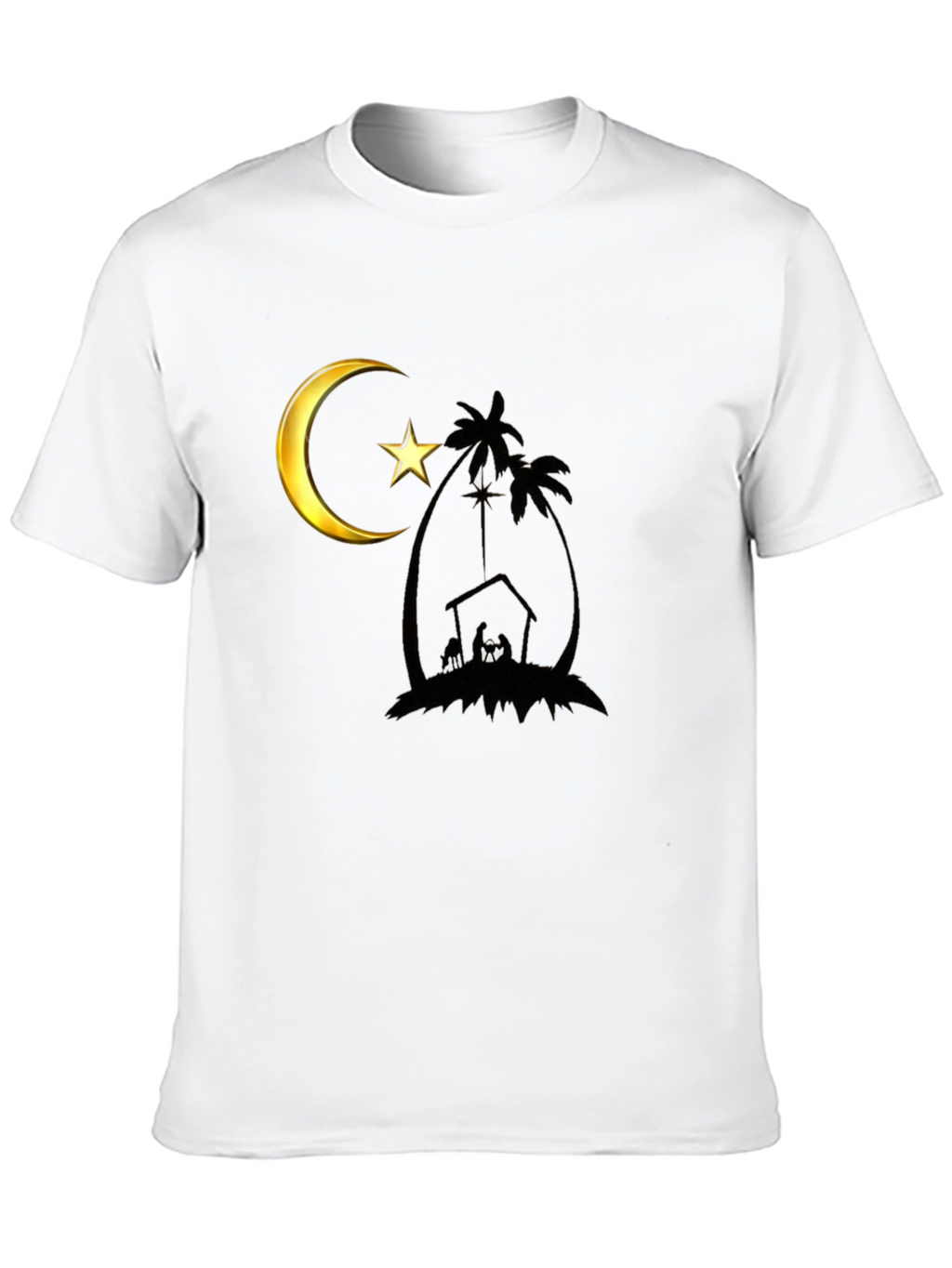 Crescent Moon Nativity Black T-Shirt