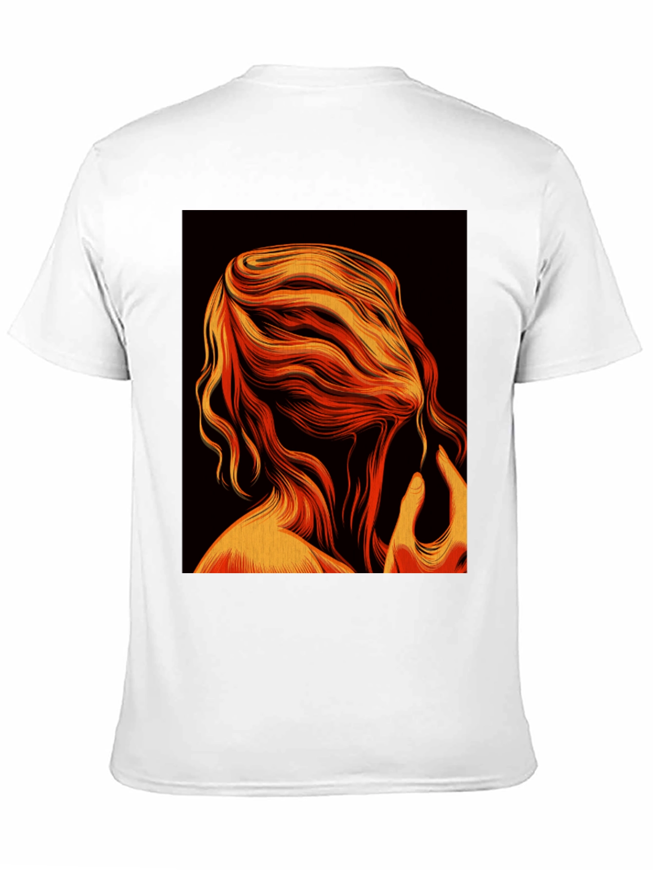Abstract Flame Hair Graphic Black T-Shirt