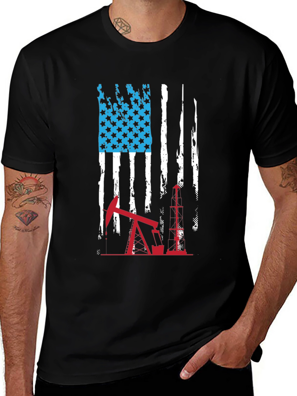 American Flag Oil Rig T-Shirt