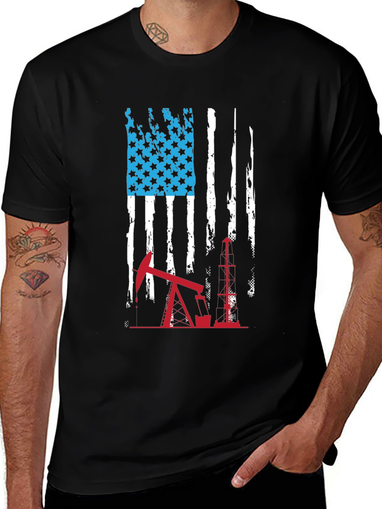 American Flag Oil Rig T-Shirt