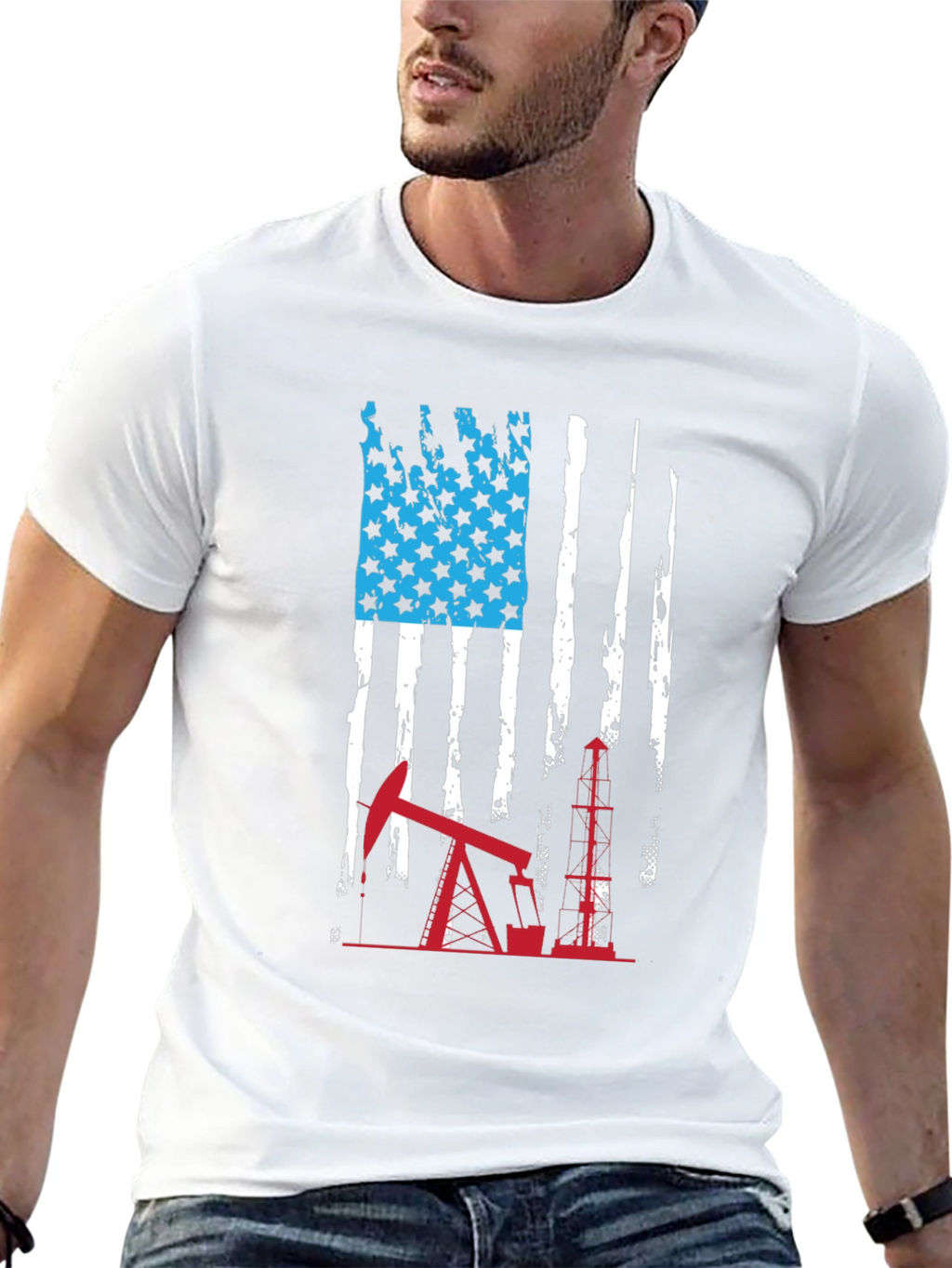 American Flag Oil Rig T-Shirt