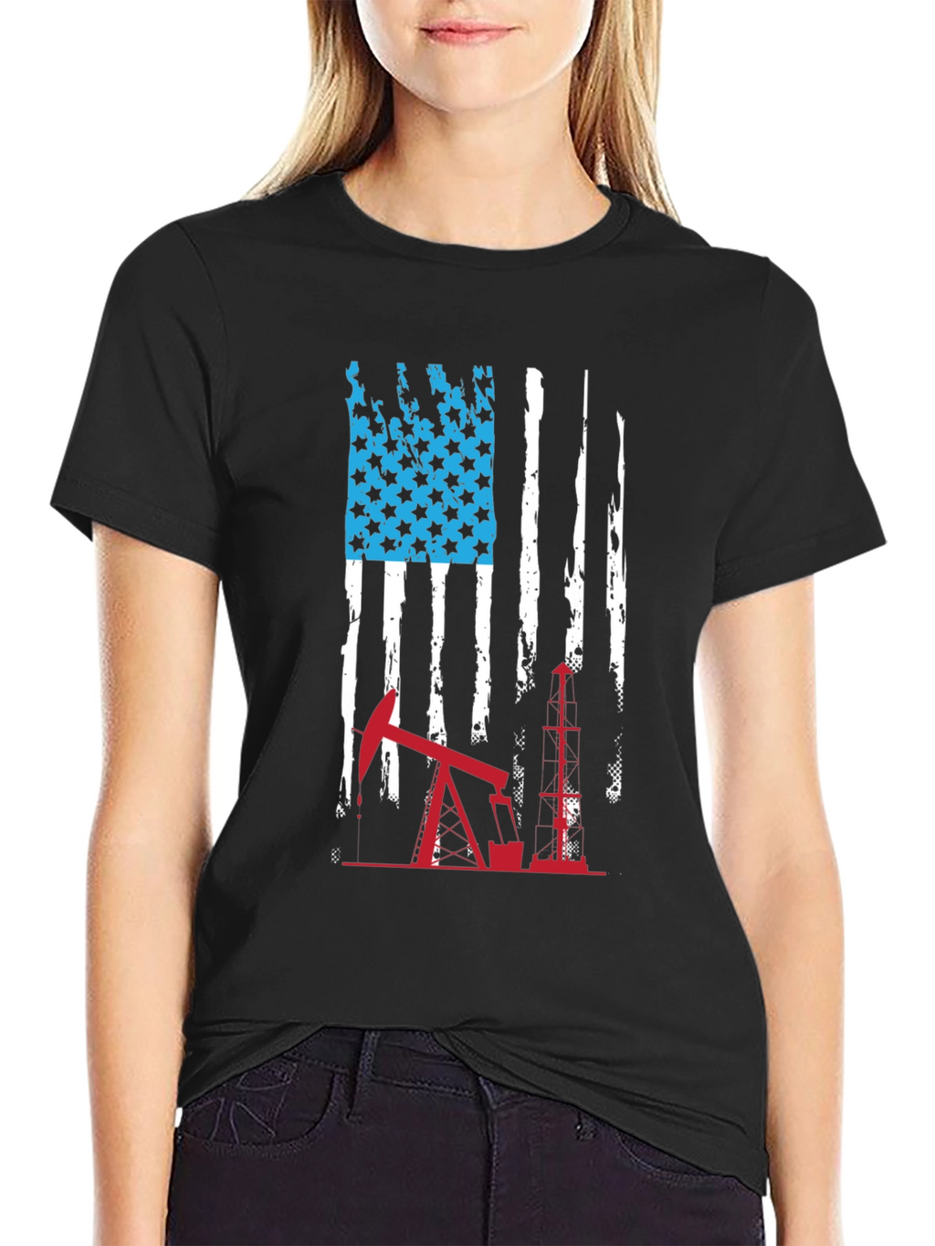 American Flag Oil Rig T-Shirt