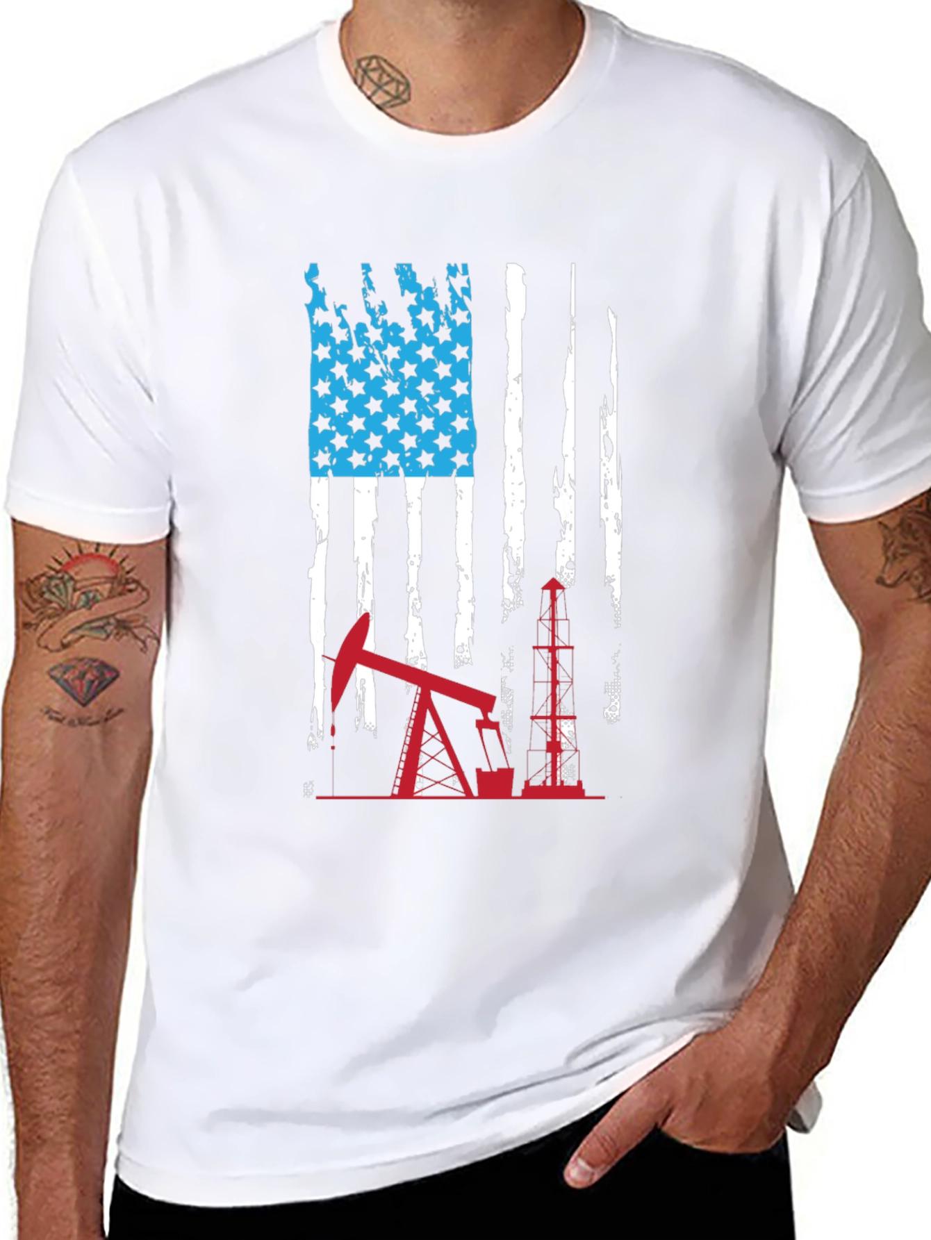 American Flag Oil Rig T-Shirt