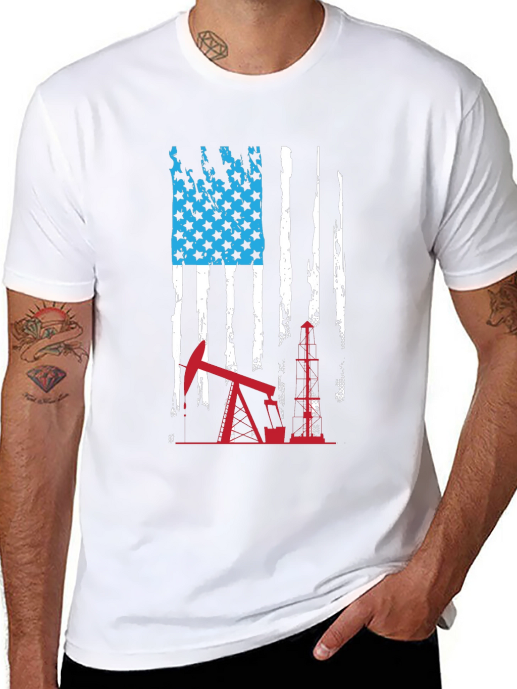 American Flag Oil Rig T-Shirt