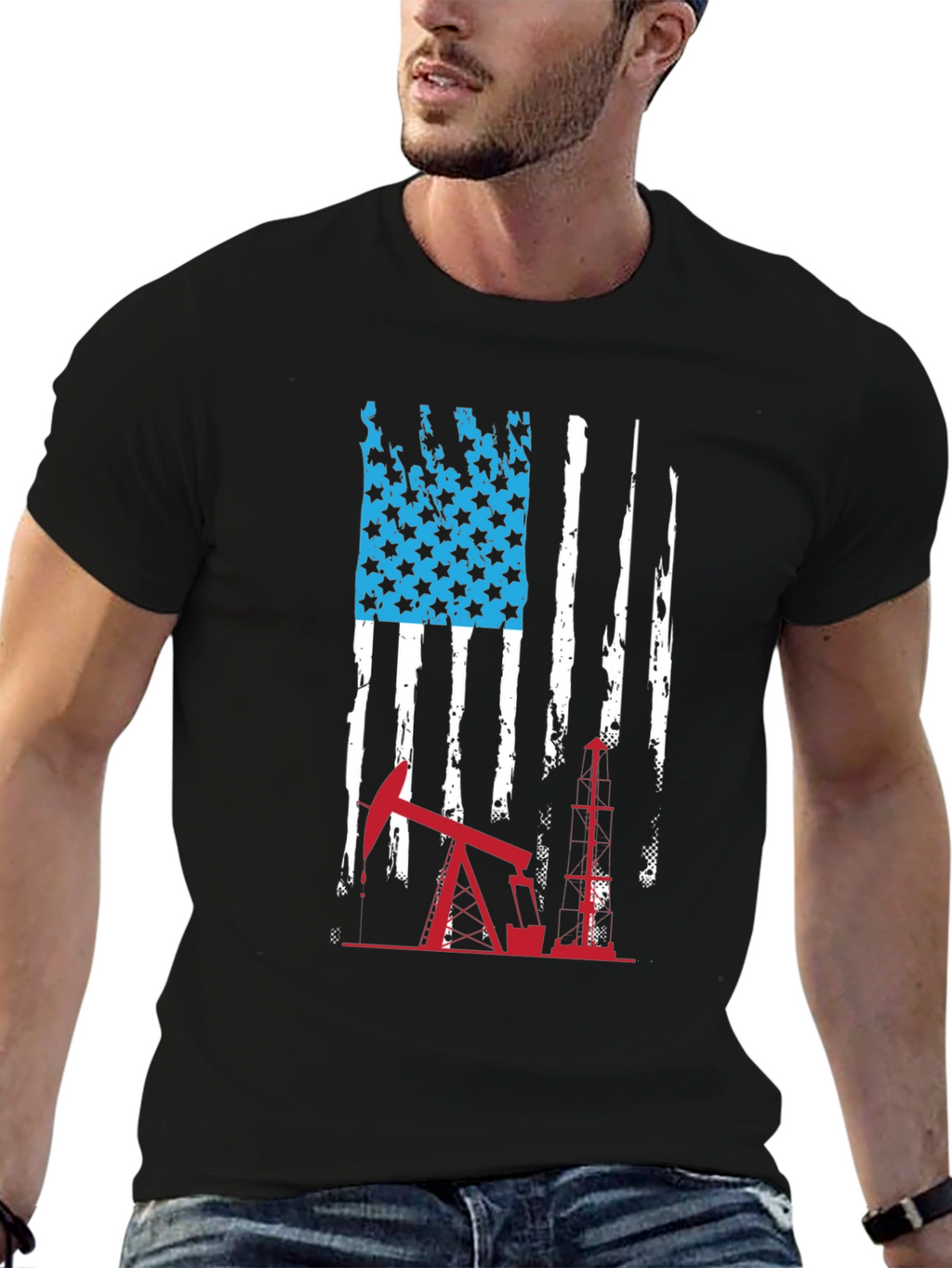 American Flag Oil Rig T-Shirt