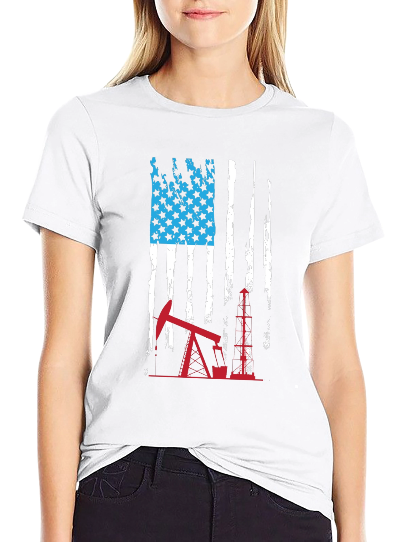 American Flag Oil Rig T-Shirt