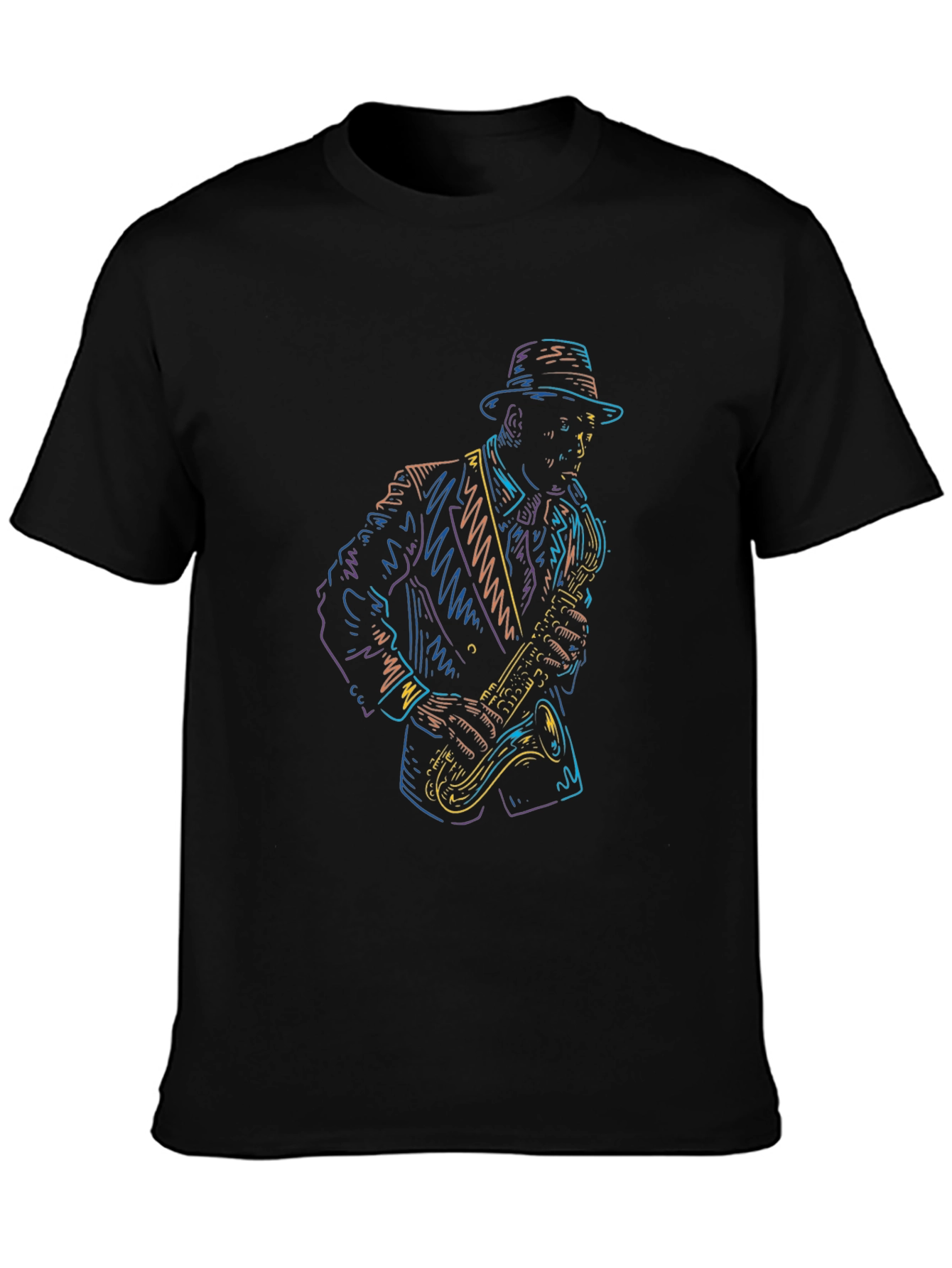 Cool Jazz Player Graphic Tee - Black Cotton T-Shirt