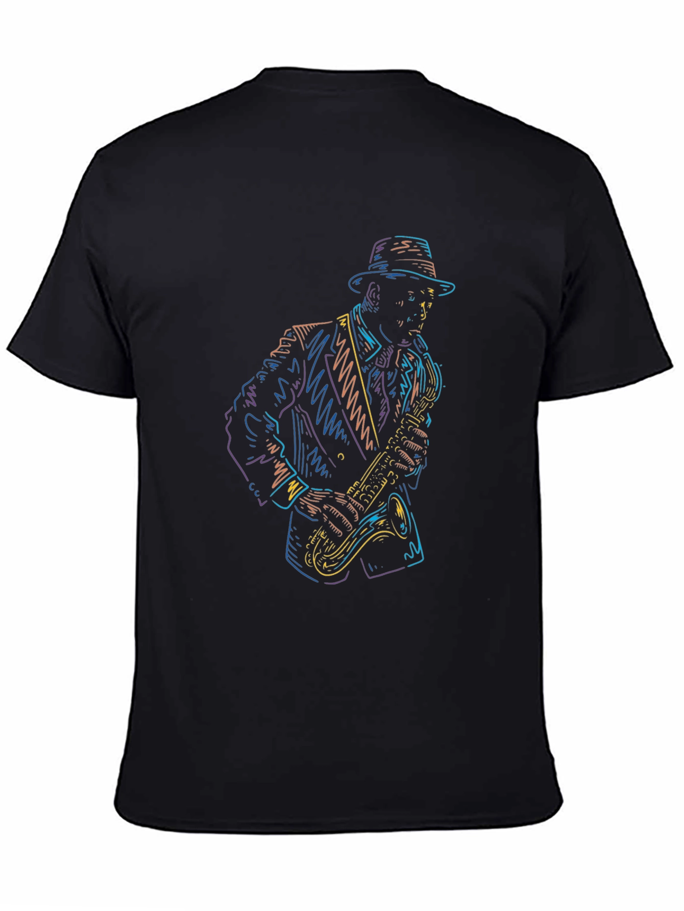 Cool Jazz Player Graphic Tee - Black Cotton T-Shirt