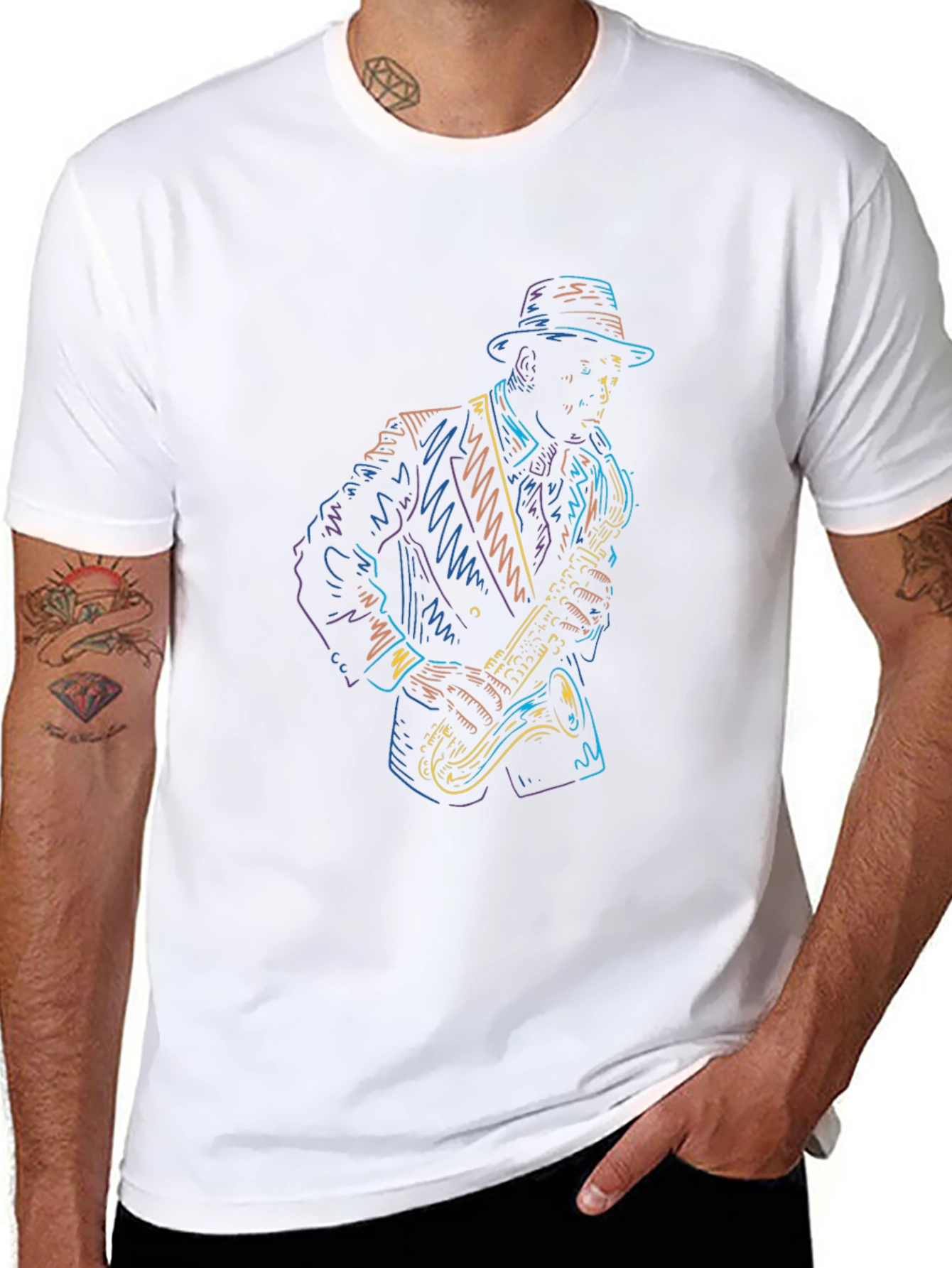 Cool Jazz Player Graphic Tee - Black Cotton T-Shirt