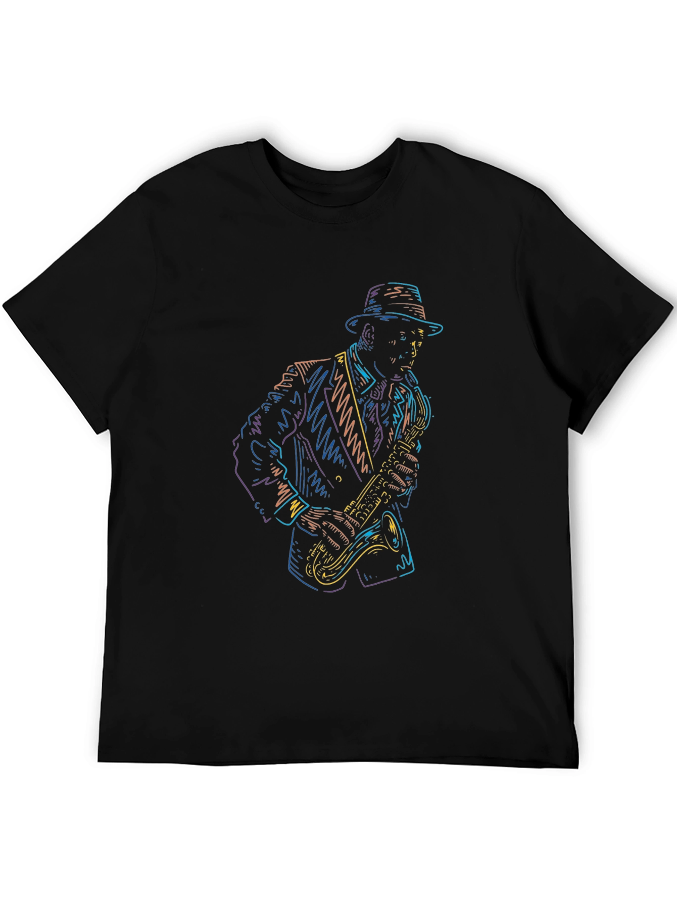 Cool Jazz Player Graphic Tee - Black Cotton T-Shirt