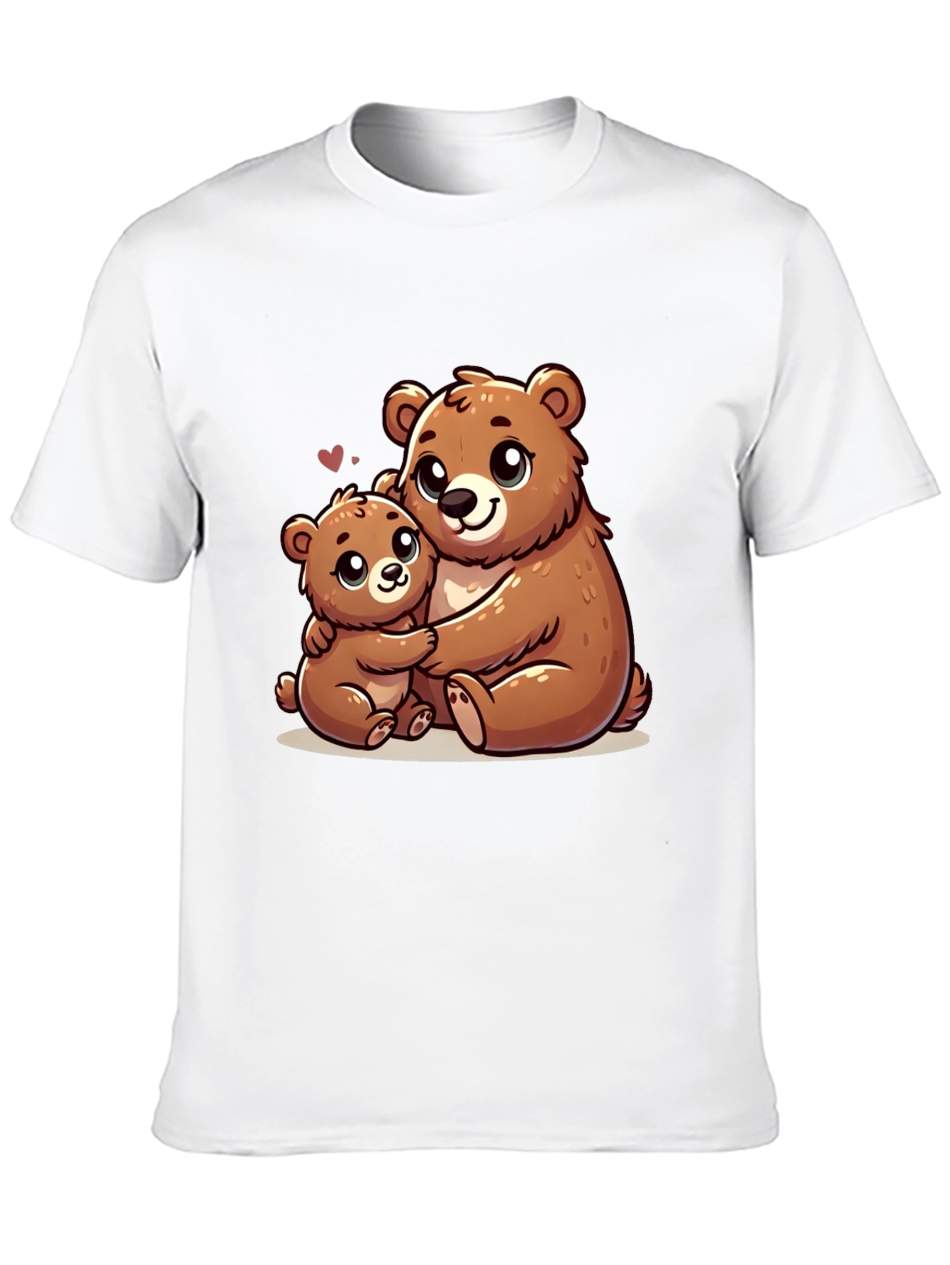 Cute Bear Hug Graphic Tee - Black Cotton Shirt